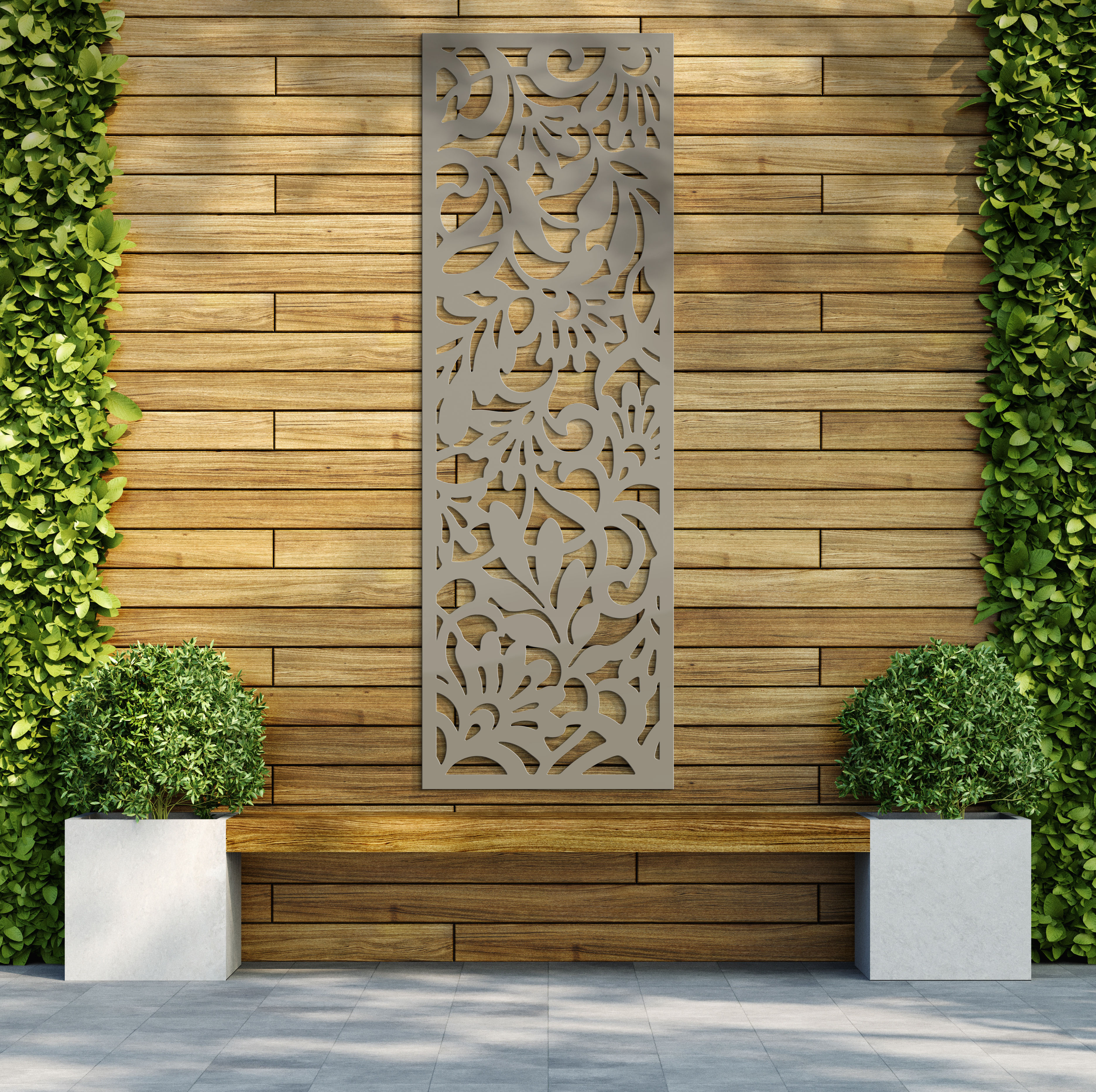 Image of Honeysuckle Stone Grey Decorative Garden Screen - 1800 x 600mm