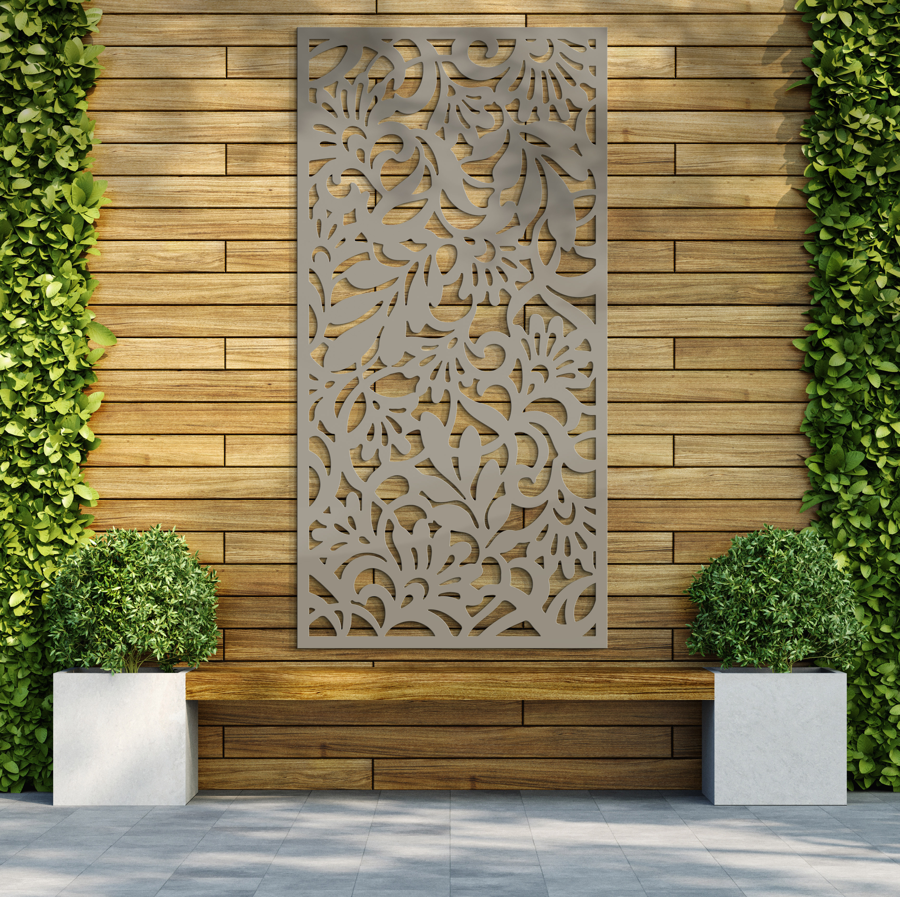 Image of Honeysuckle Stone Grey Decorative Garden Screen - 1800 x 900mm