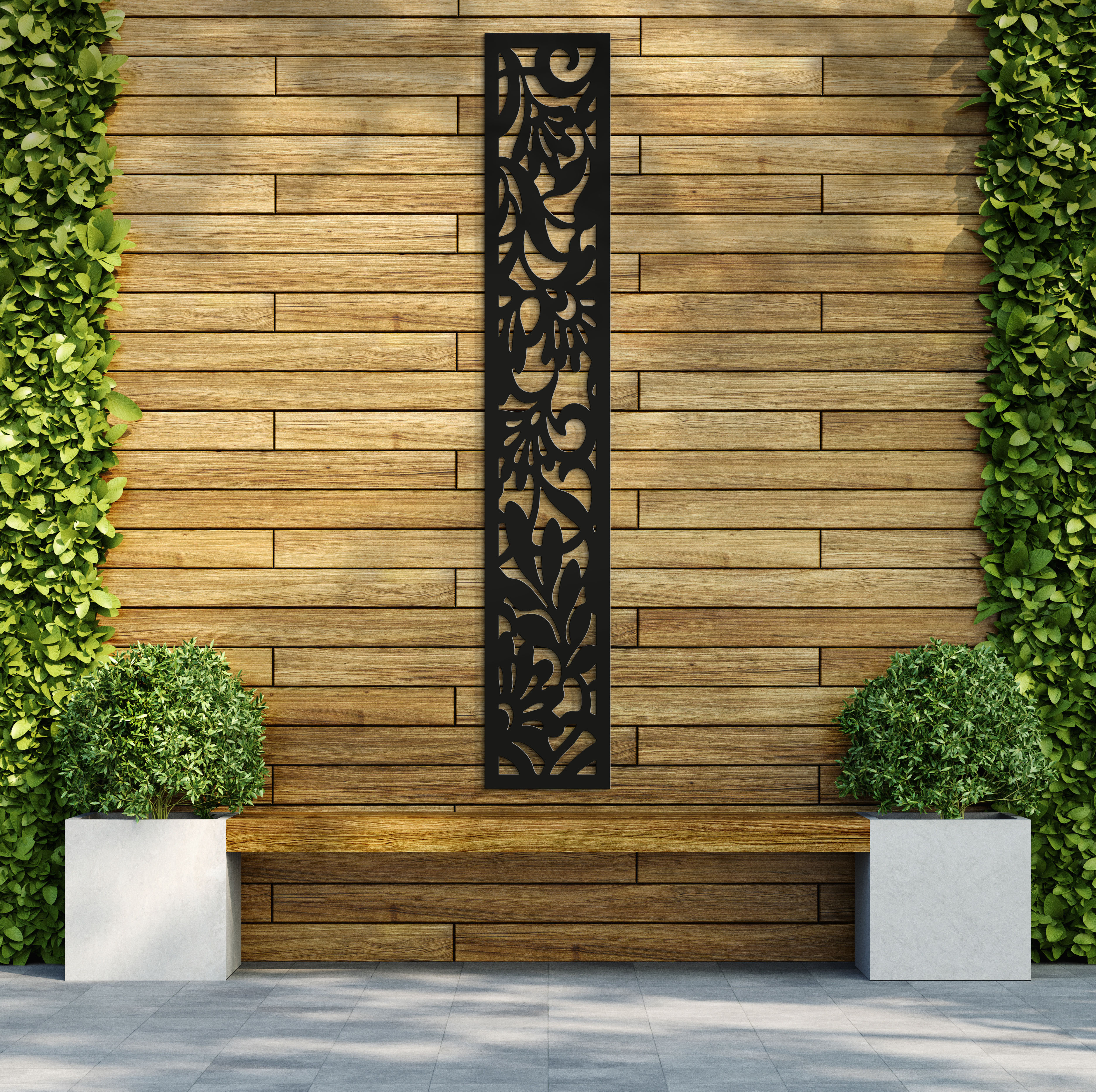 Image of Honeysuckle Anthracite Decorative Garden Screen - 1800 x 300mm