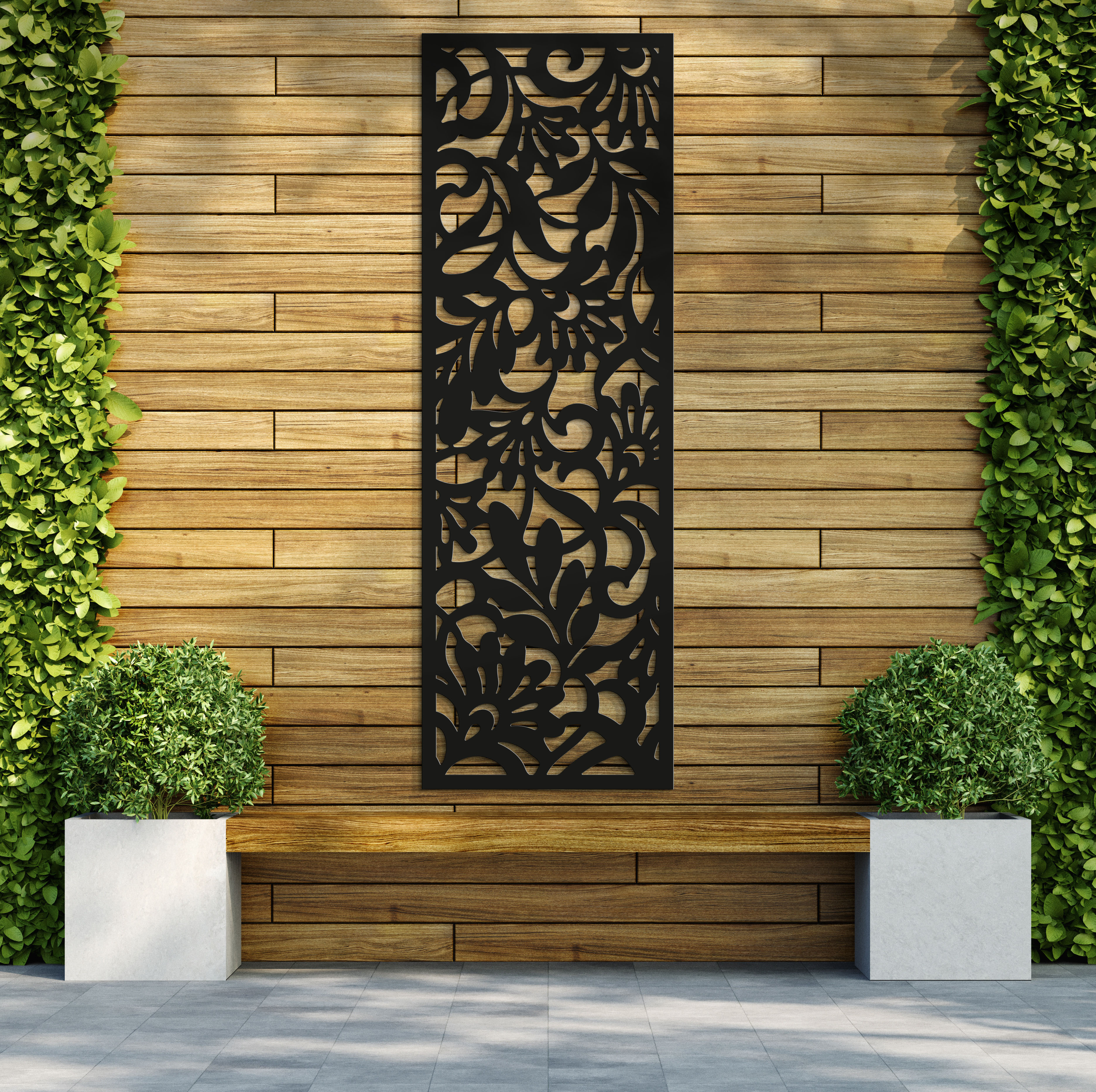 Image of Honeysuckle Anthracite Decorative Garden Screen - 1800 x 600mm