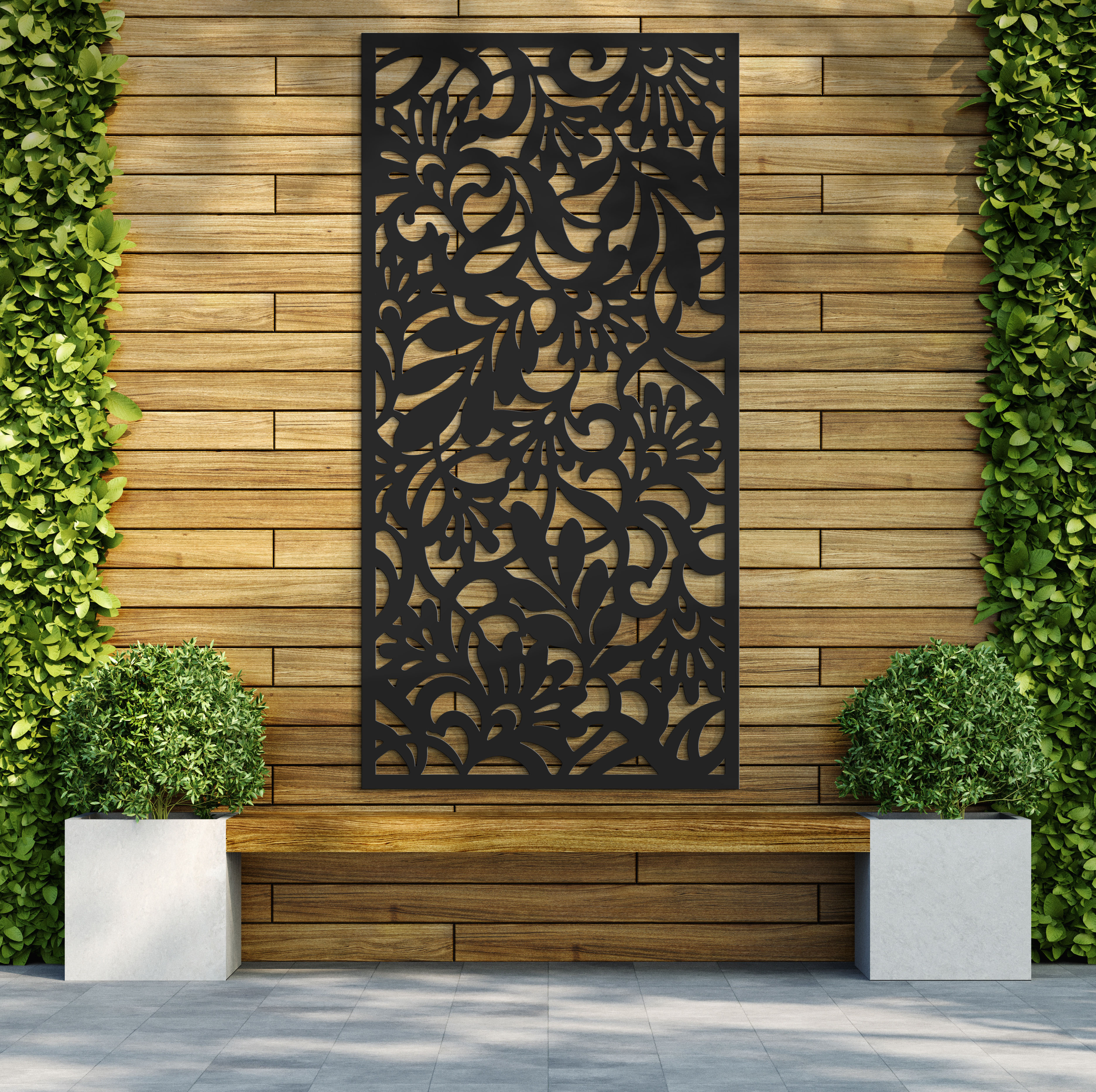 Image of Honeysuckle Anthracite Decorative Garden Screen - 1800 x 900mm