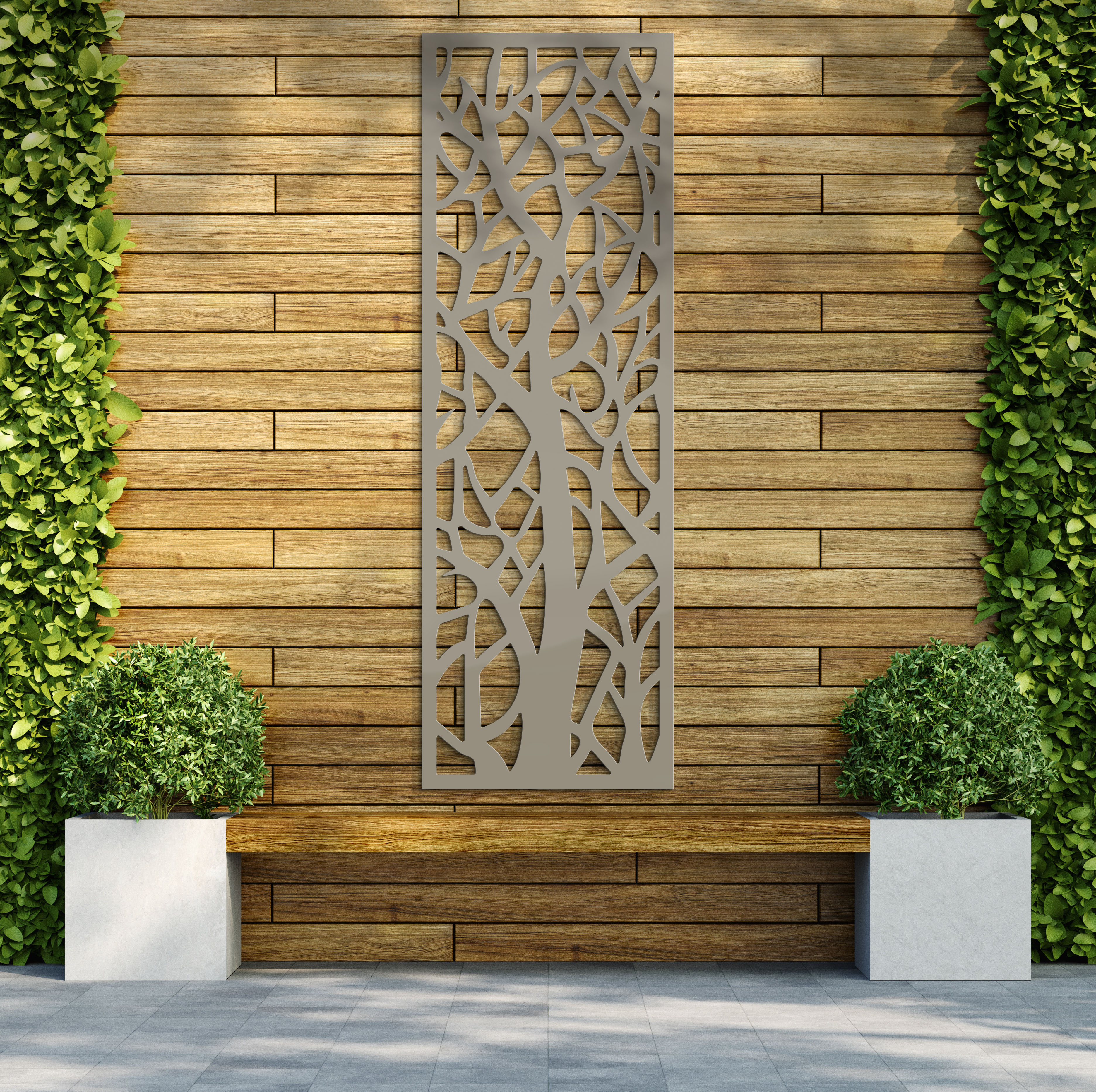 Image of Autumn Stone Grey Decorative Garden Screen - 1800 x 600mm