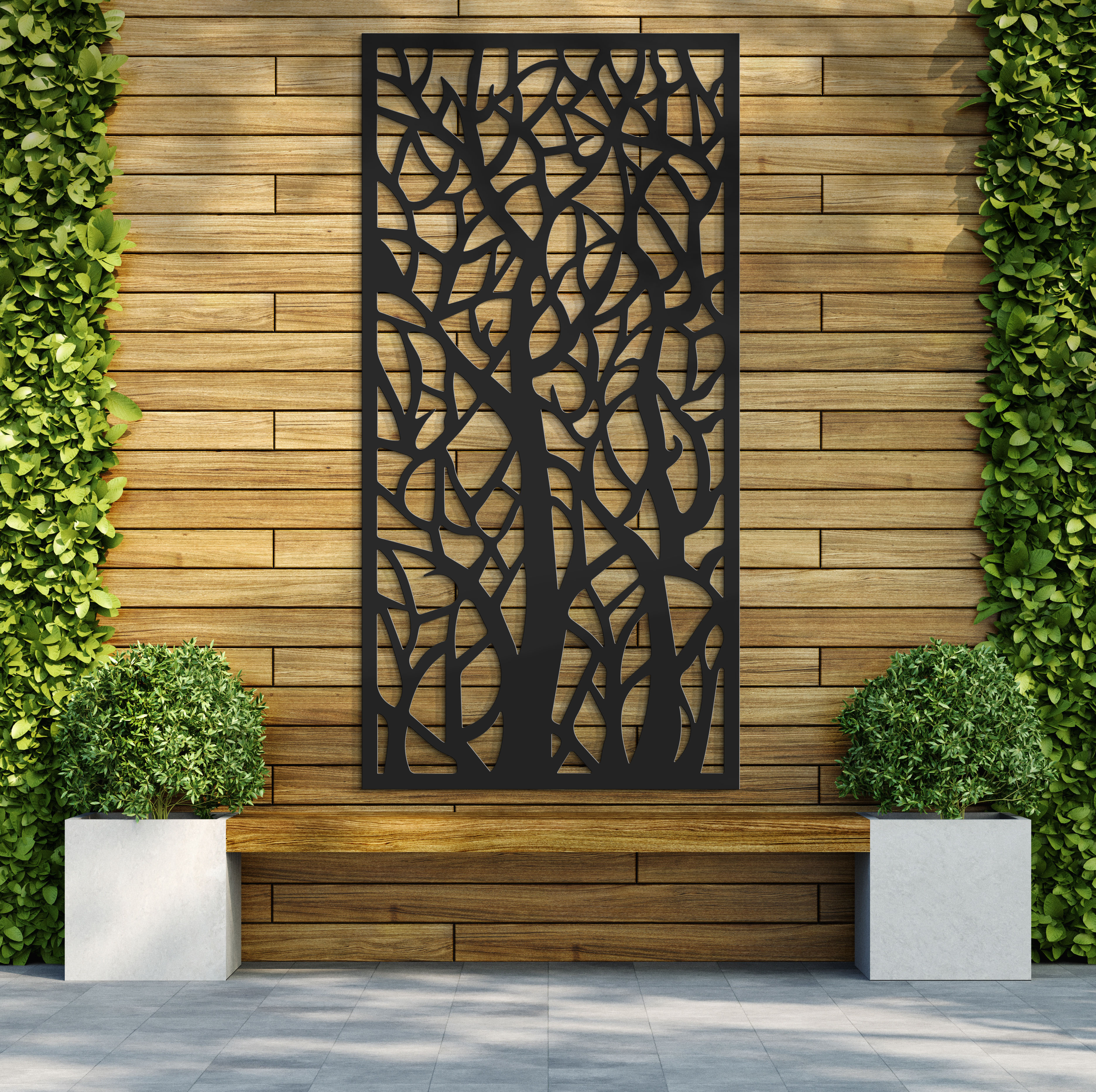 Autumn Anthracite Decorative Garden Screen - 1800 x 900mm