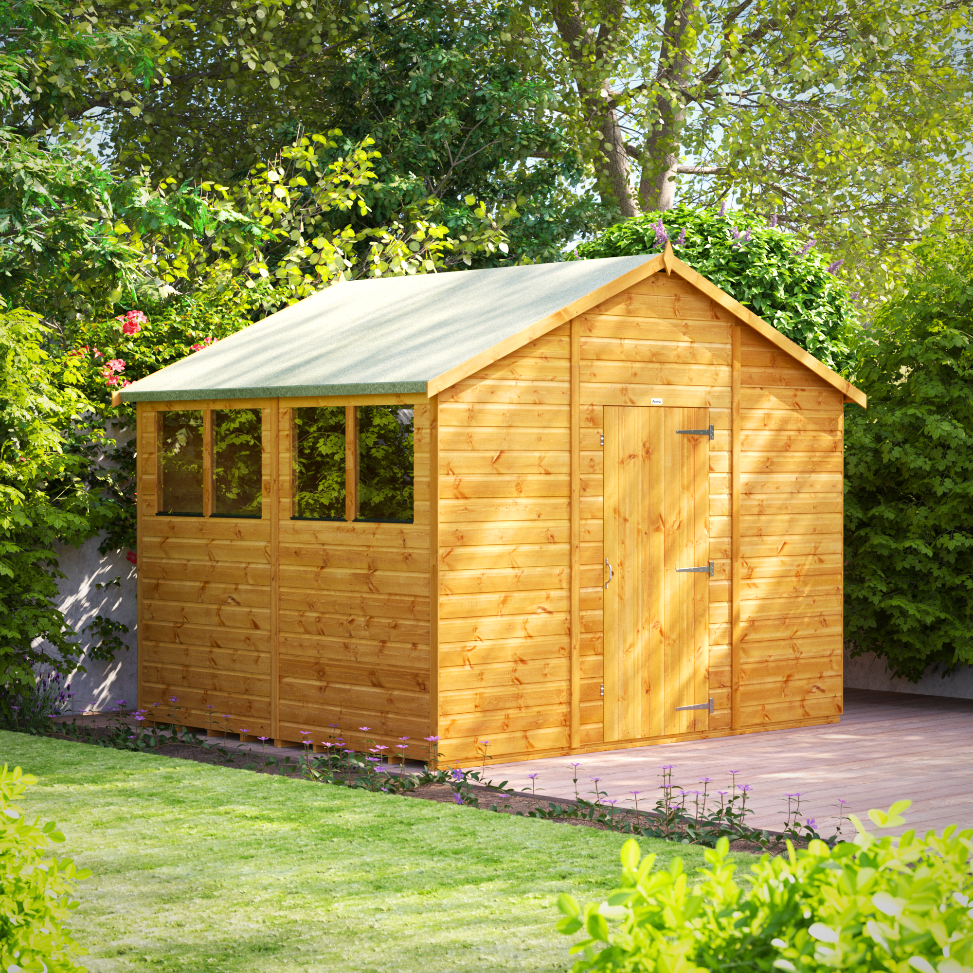 Powersheds Apex Shiplap Dip Treated Shed - 8 x 10ft