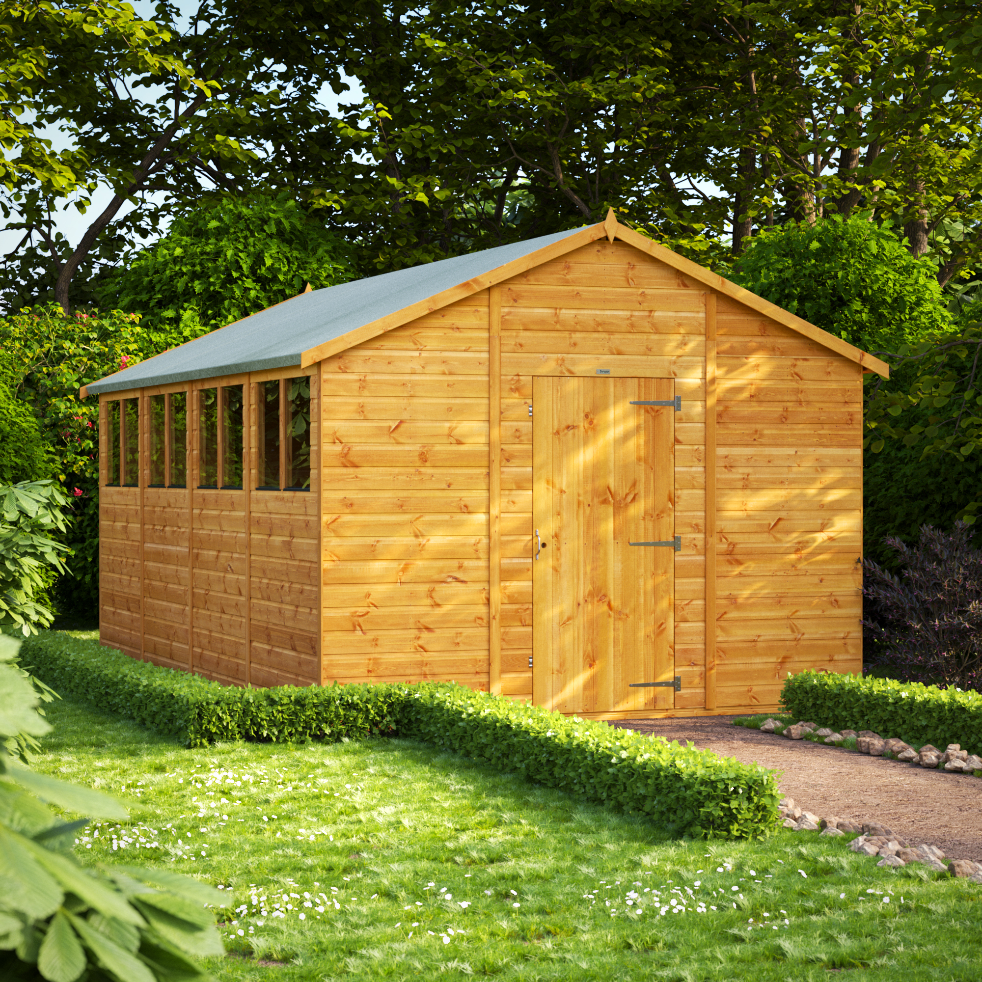 Powersheds Apex Shiplap Dip Treated Shed - 16 x 10ft