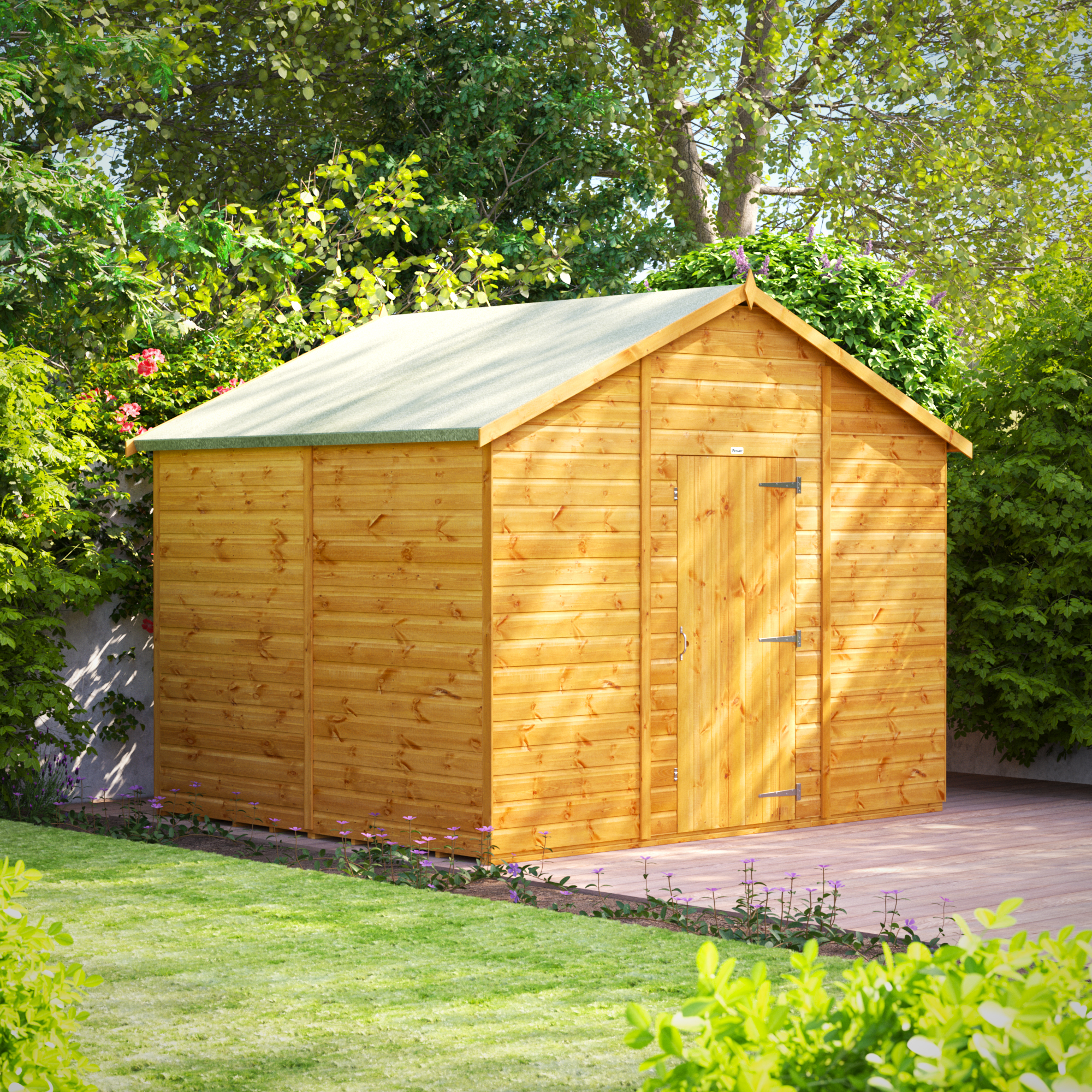 Powersheds Apex Shiplap Dip Treated Windowless Shed - 8 x 10ft