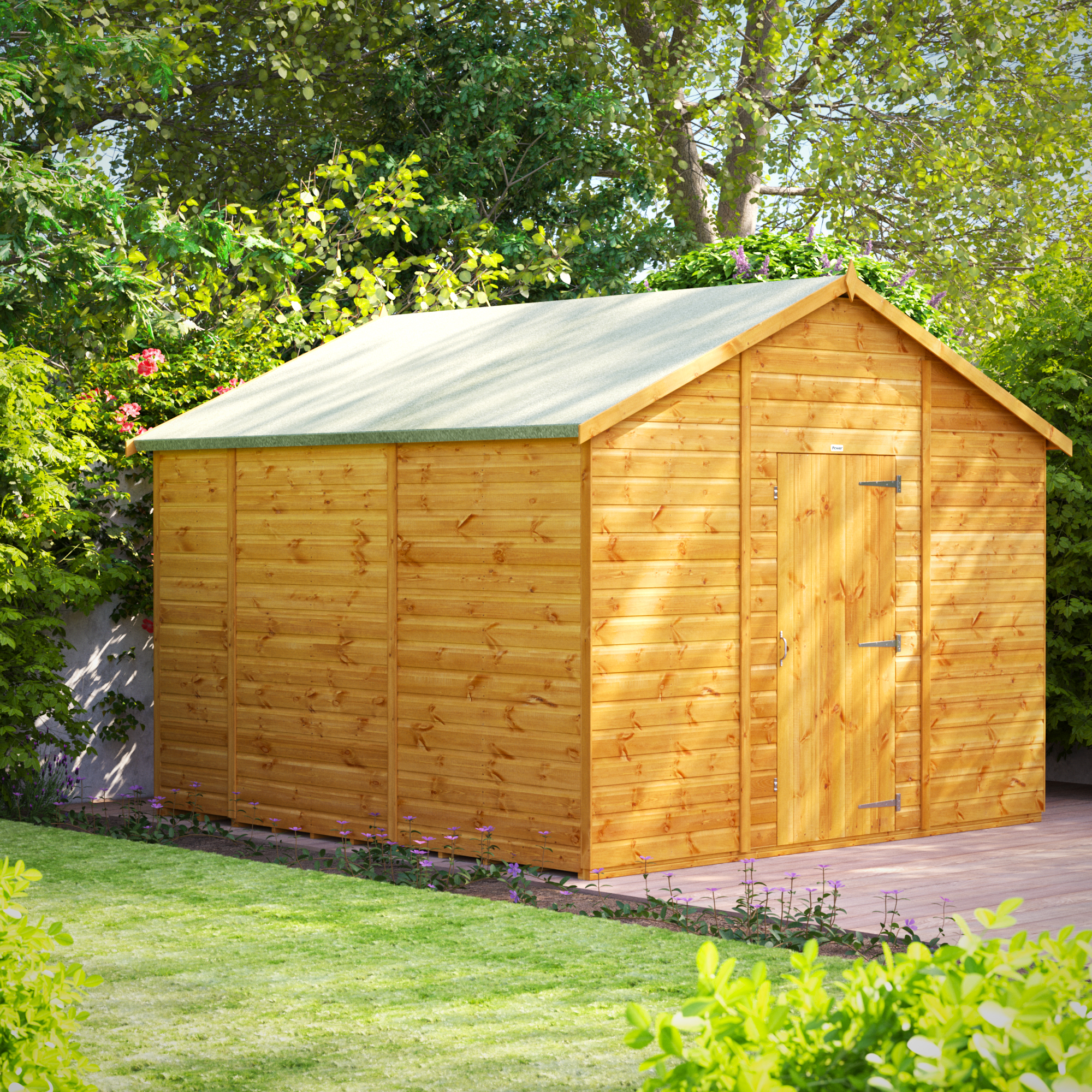 Powersheds Apex Shiplap Dip Treated Windowless Shed - 10 x 10ft
