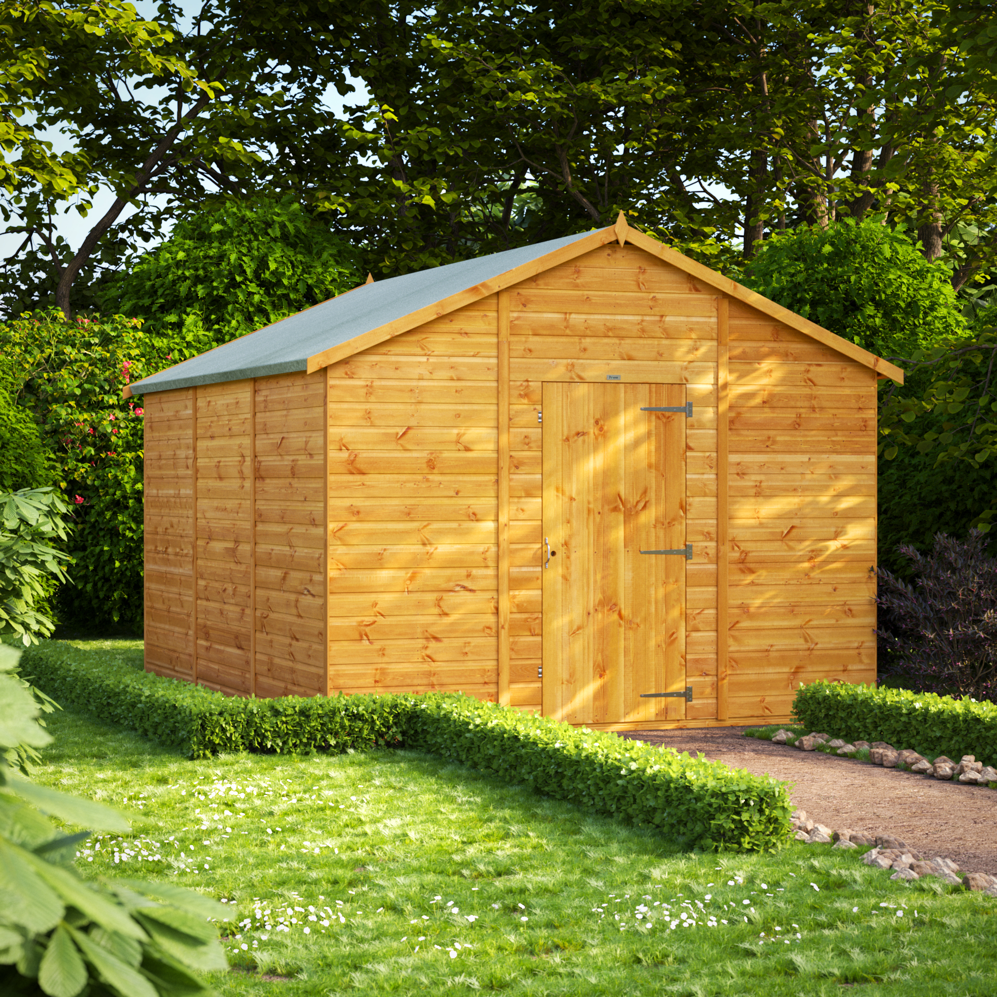 Powersheds Apex Shiplap Dip Treated Windowless Shed - 12 x 10ft