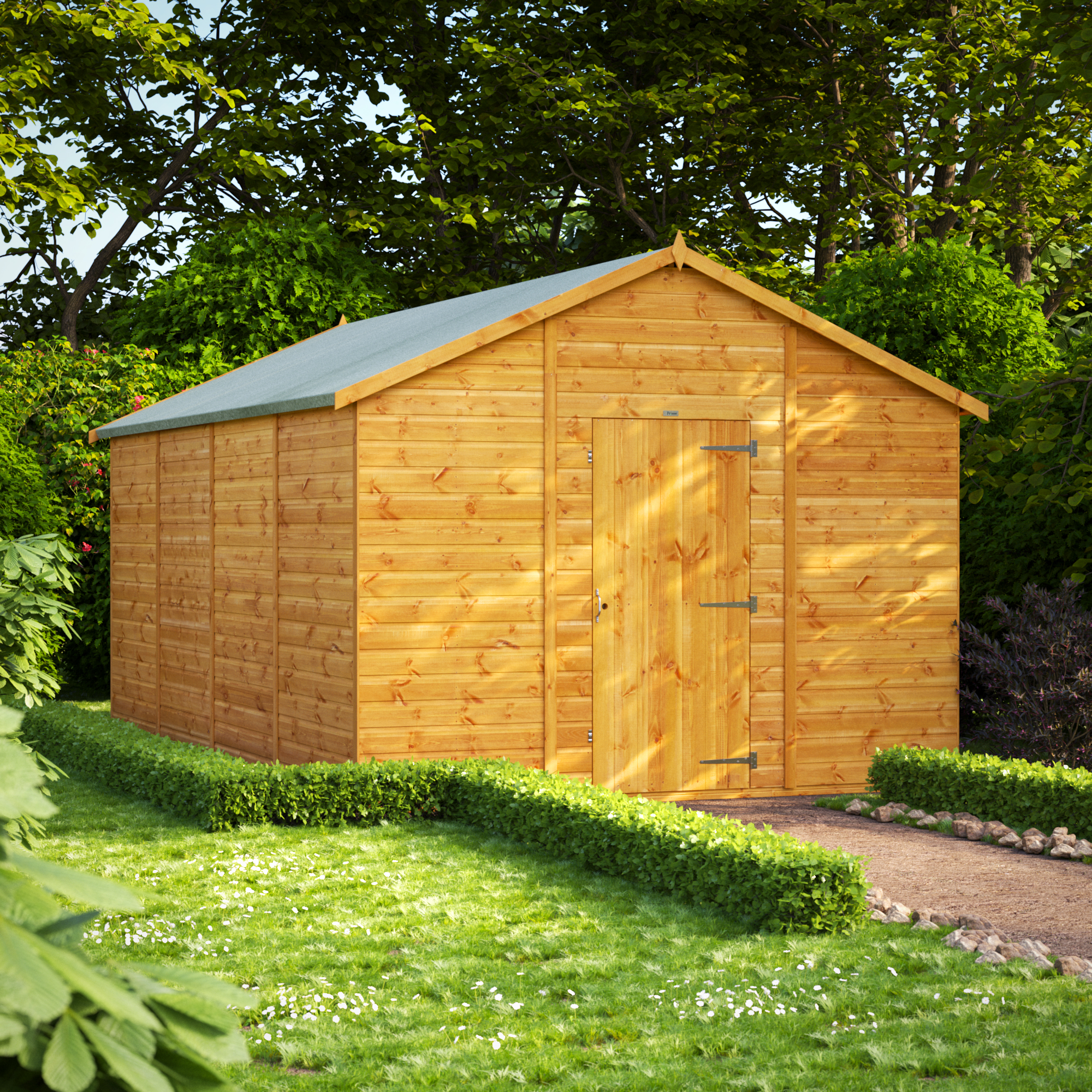 Powersheds Apex Shiplap Dip Treated Windowless Shed - 16 x 10ft