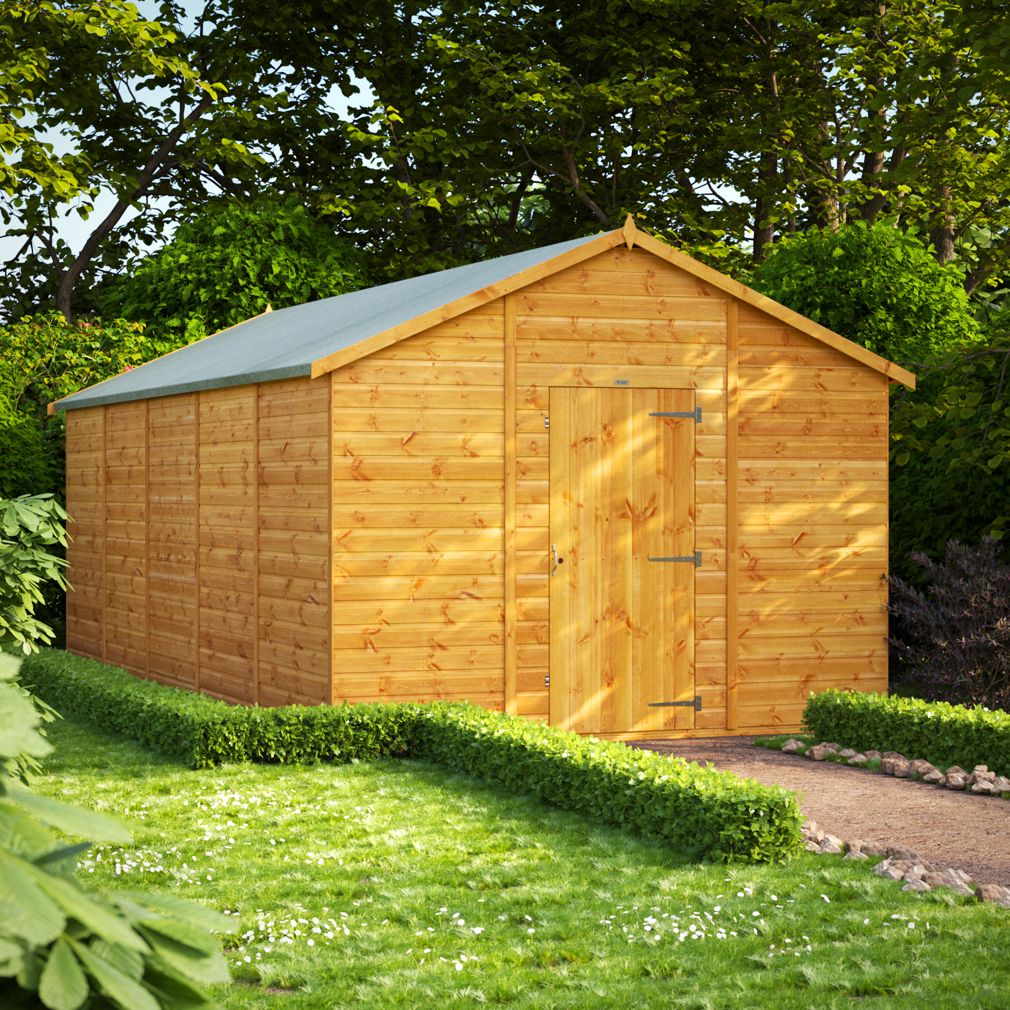 Power Sheds Apex Shiplap Dip Treated Windowless Shed - 20 x 10ft