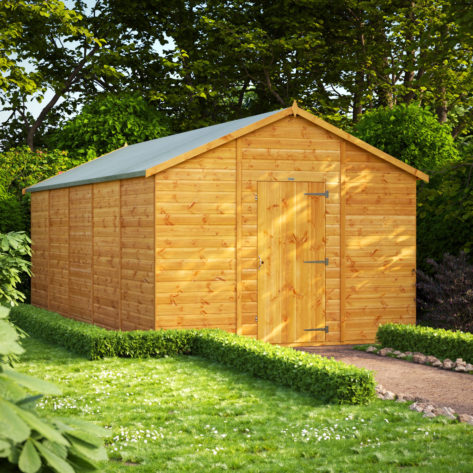 Powersheds Apex Shiplap Dip Treated Windowless Shed - 20 x 10ft