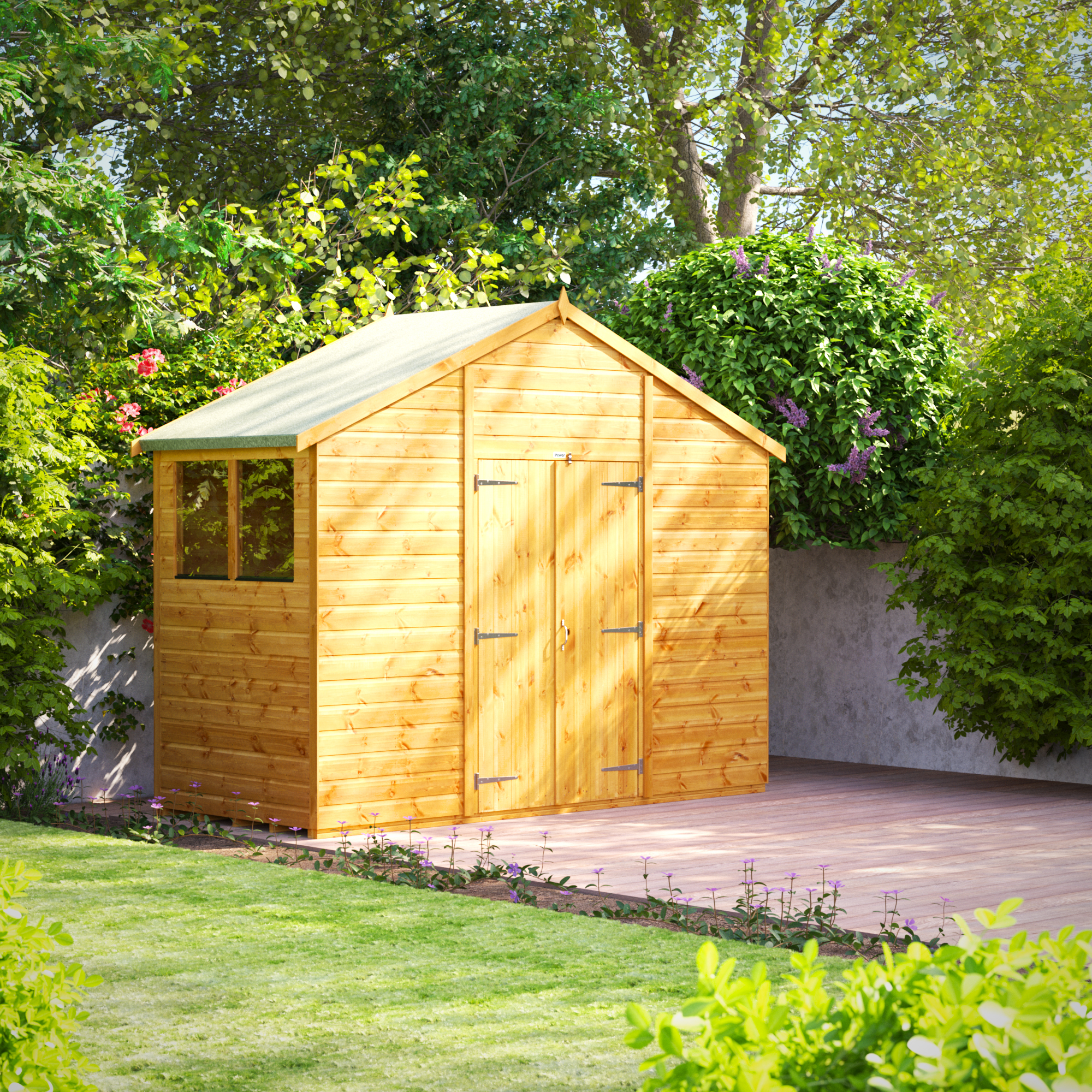 Powersheds Double Door Apex Shiplap Dip Treated Shed - 4 x 10ft