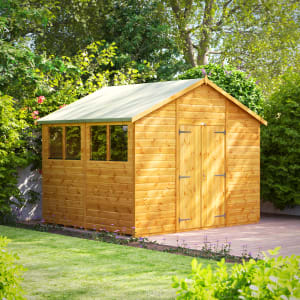 Power Sheds Double Door Apex Shiplap Dip Treated Shed - 8 x 10ft