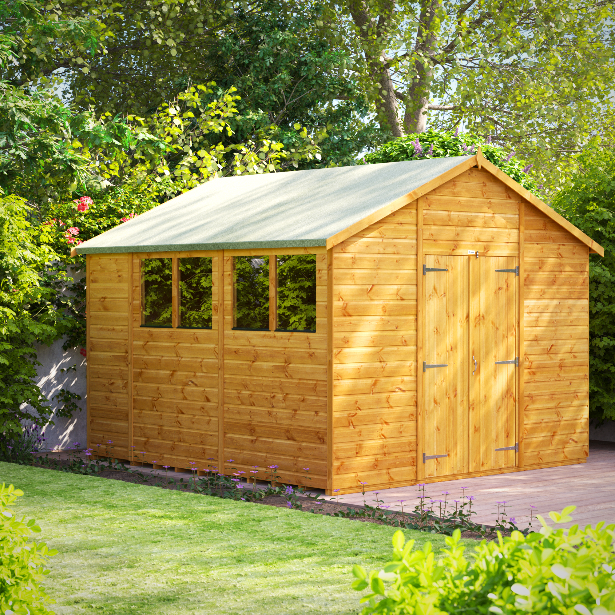 Powersheds Double Door Apex Shiplap Dip Treated Shed - 10 x 10ft