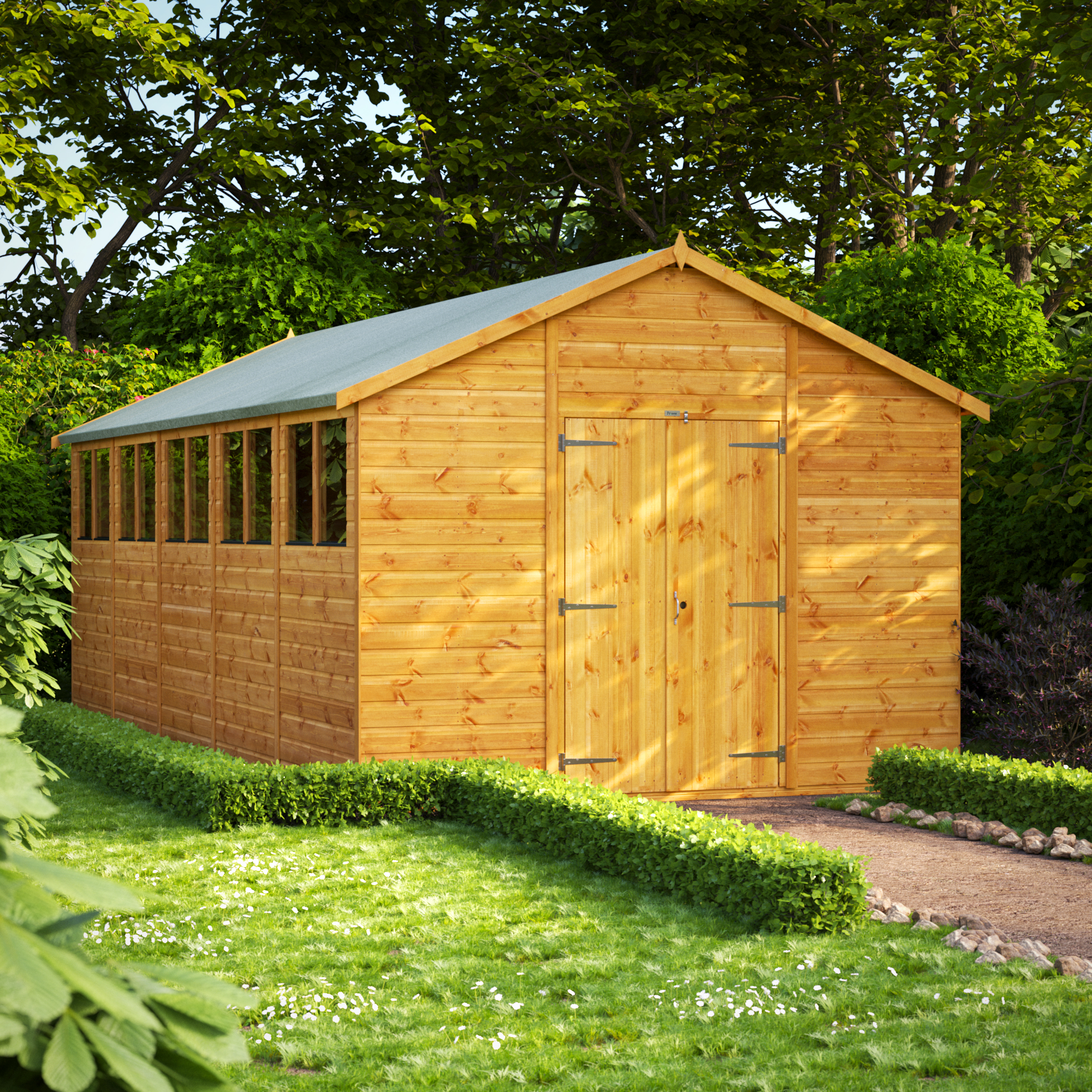 Power Sheds Double Door Apex Shiplap Dip Treated Shed - 20 x 10ft