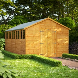 Power Sheds 20 x 10ft Double Door Apex Shiplap Dip Treated Shed