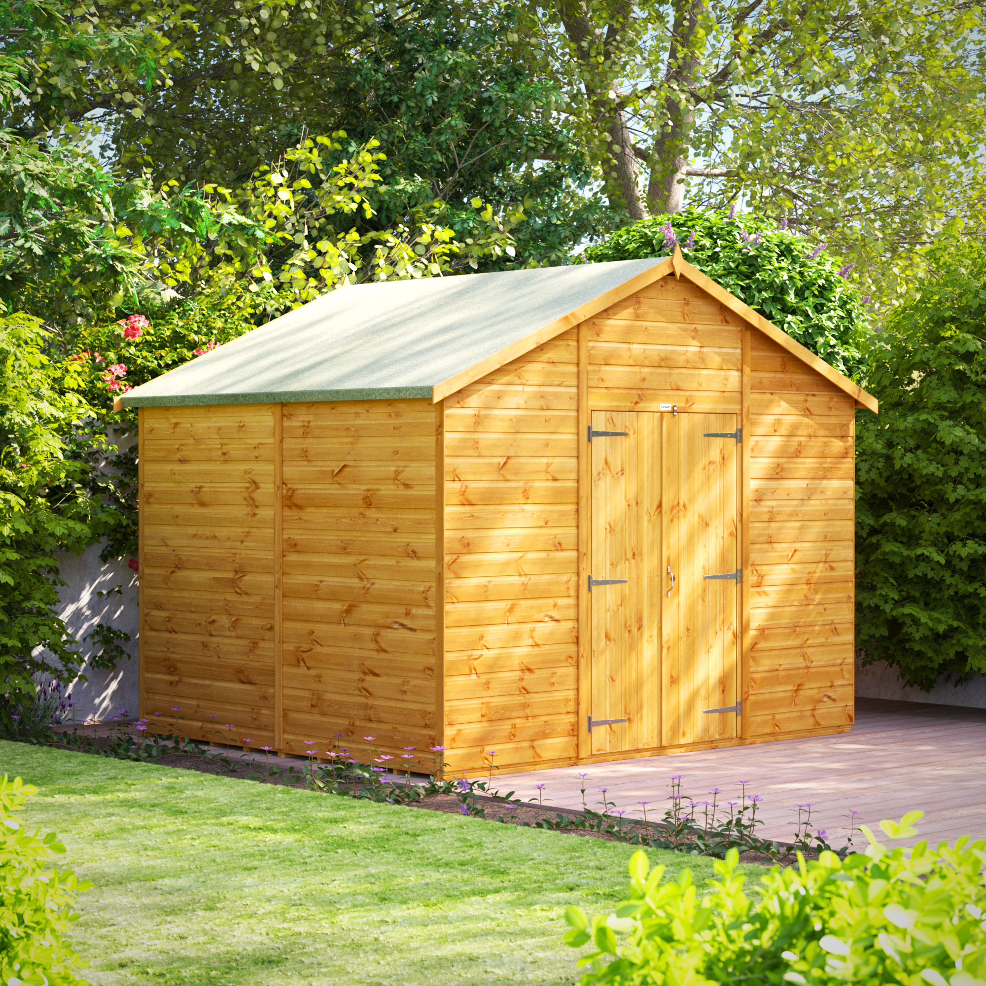 Power Sheds Double Door Apex Shiplap Dip Treated Windowless Shed - 8 x 10ft