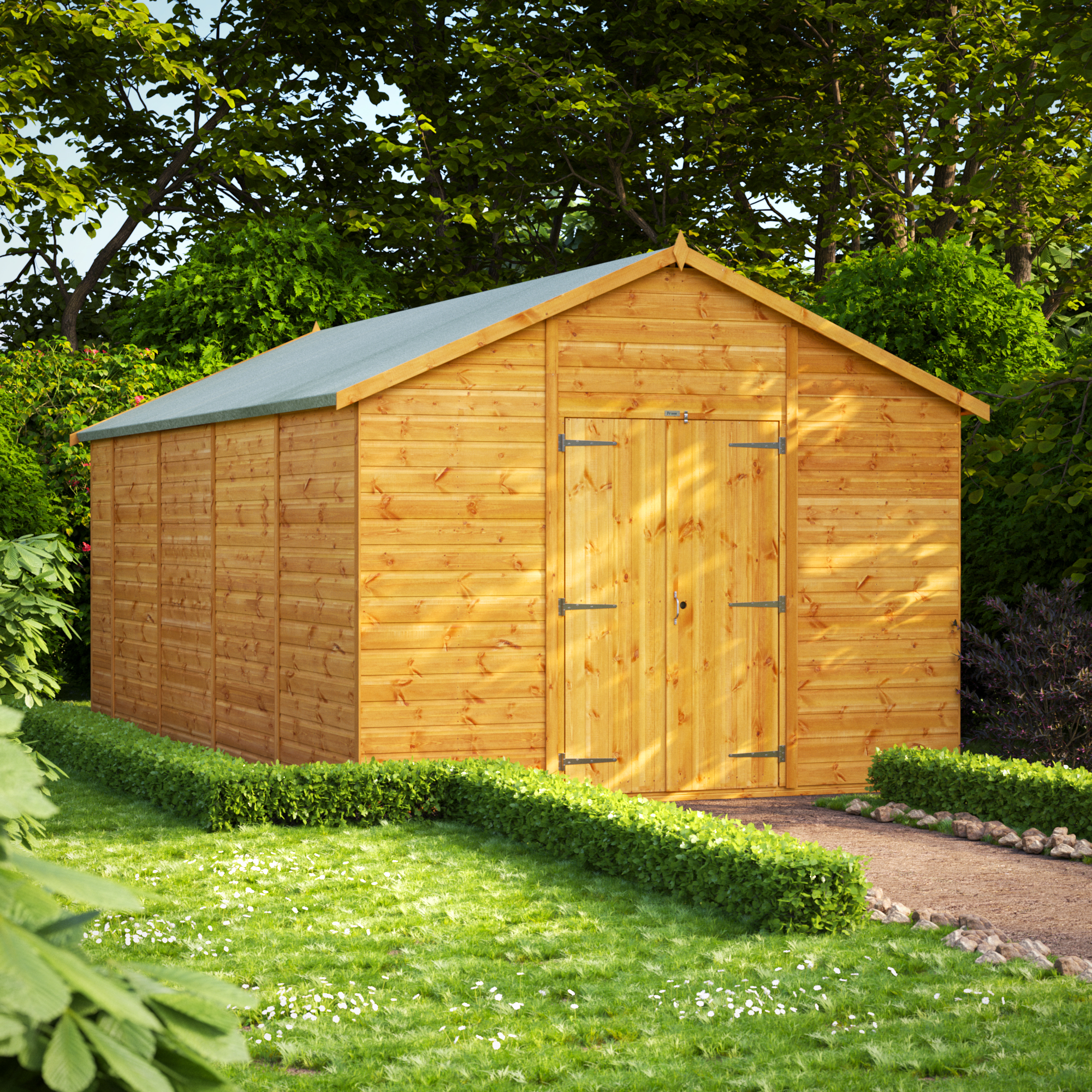 Power Sheds Double Door Apex Shiplap Dip Treated Windowless Shed - 18 x 10ft