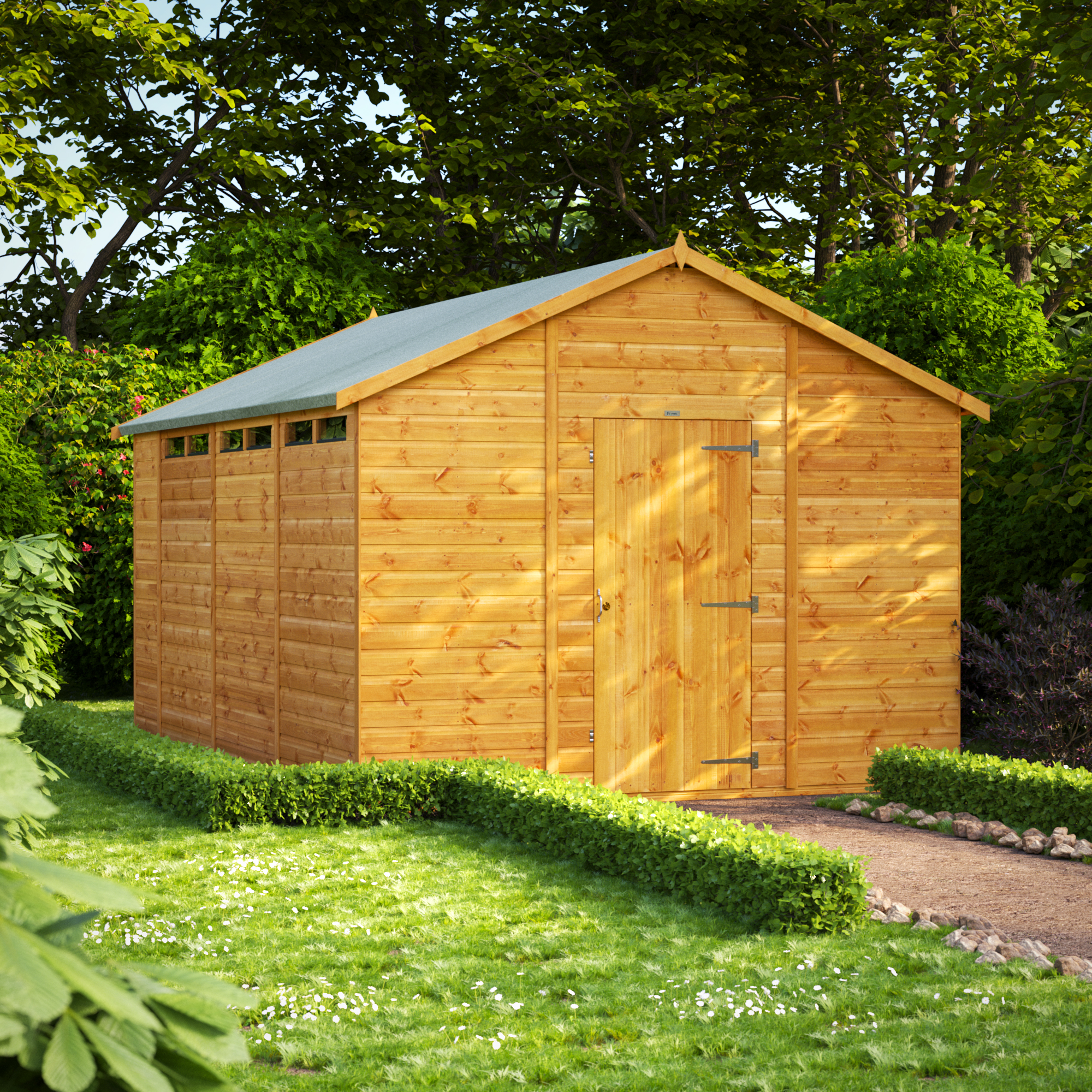 Powersheds Apex Shiplap Dip Treated Security Shed - 14 x 10ft