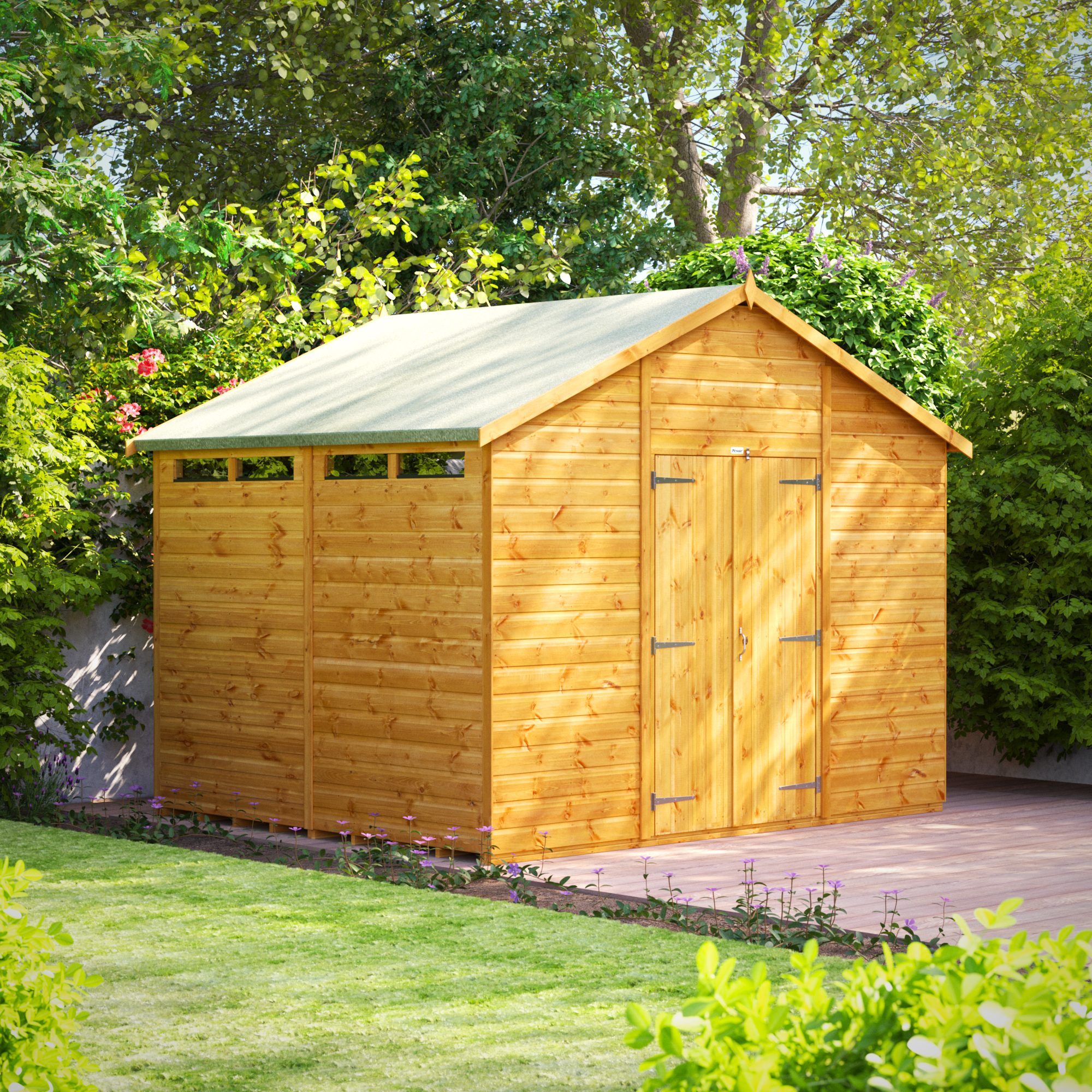 Power Sheds Double Door Apex Shiplap Dip Treated Security Shed - 8 x 10ft