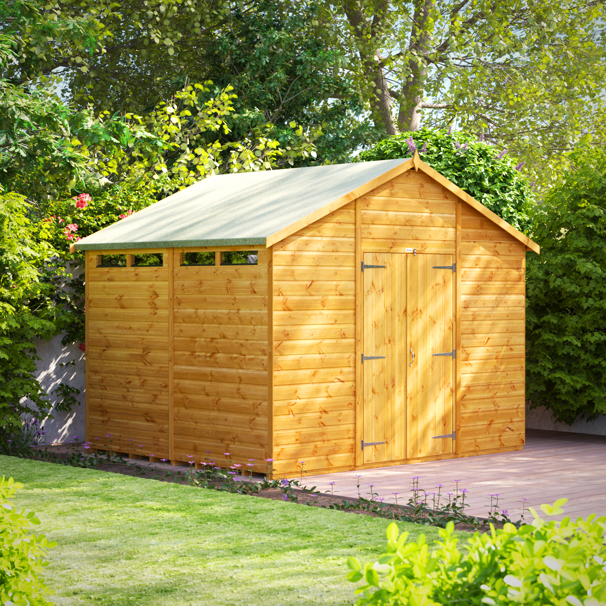 Powersheds Double Door Apex Shiplap Dip Treated Security Shed - 8 x 10ft