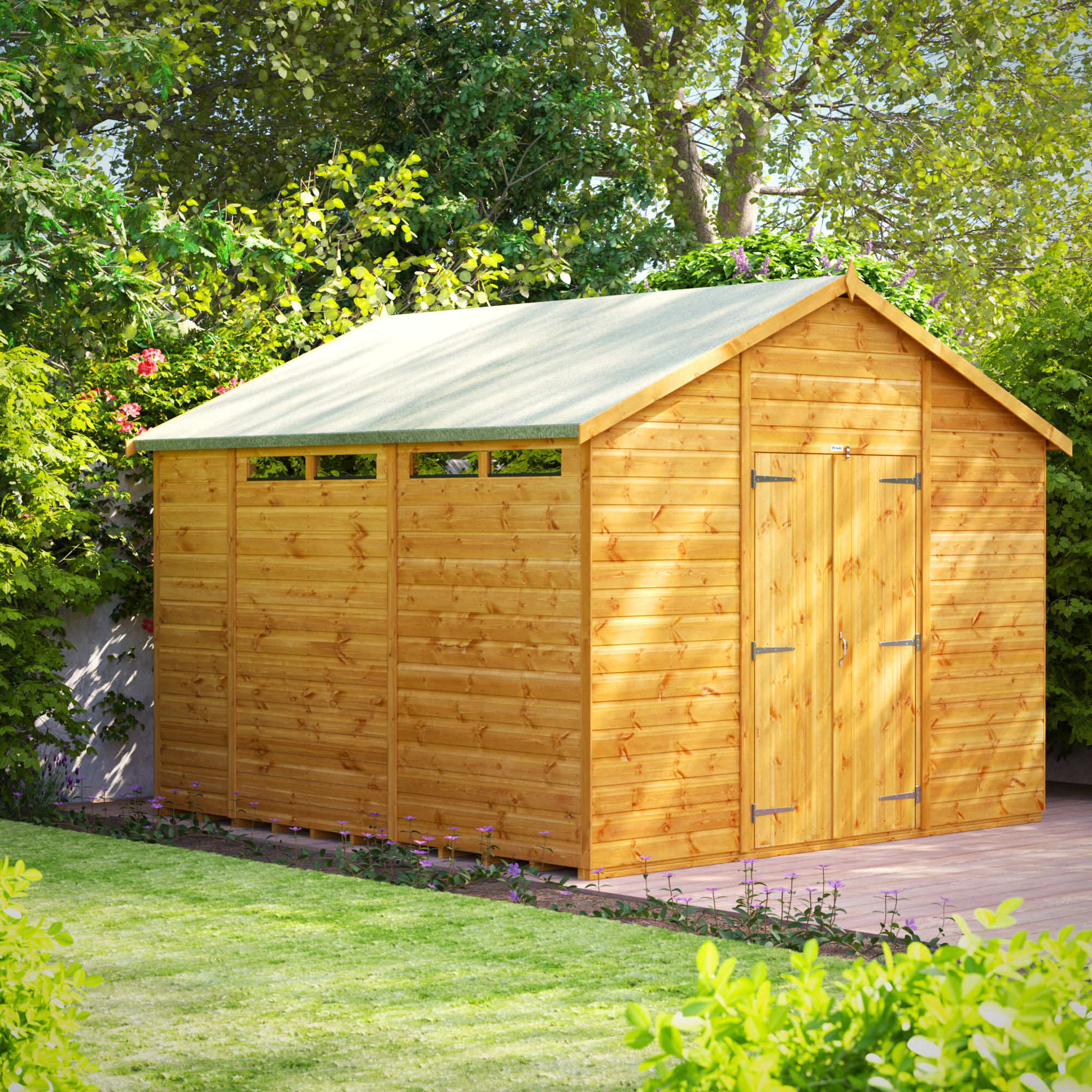 Powersheds Double Door Apex Shiplap Dip Treated Security Shed - 10 x 10ft