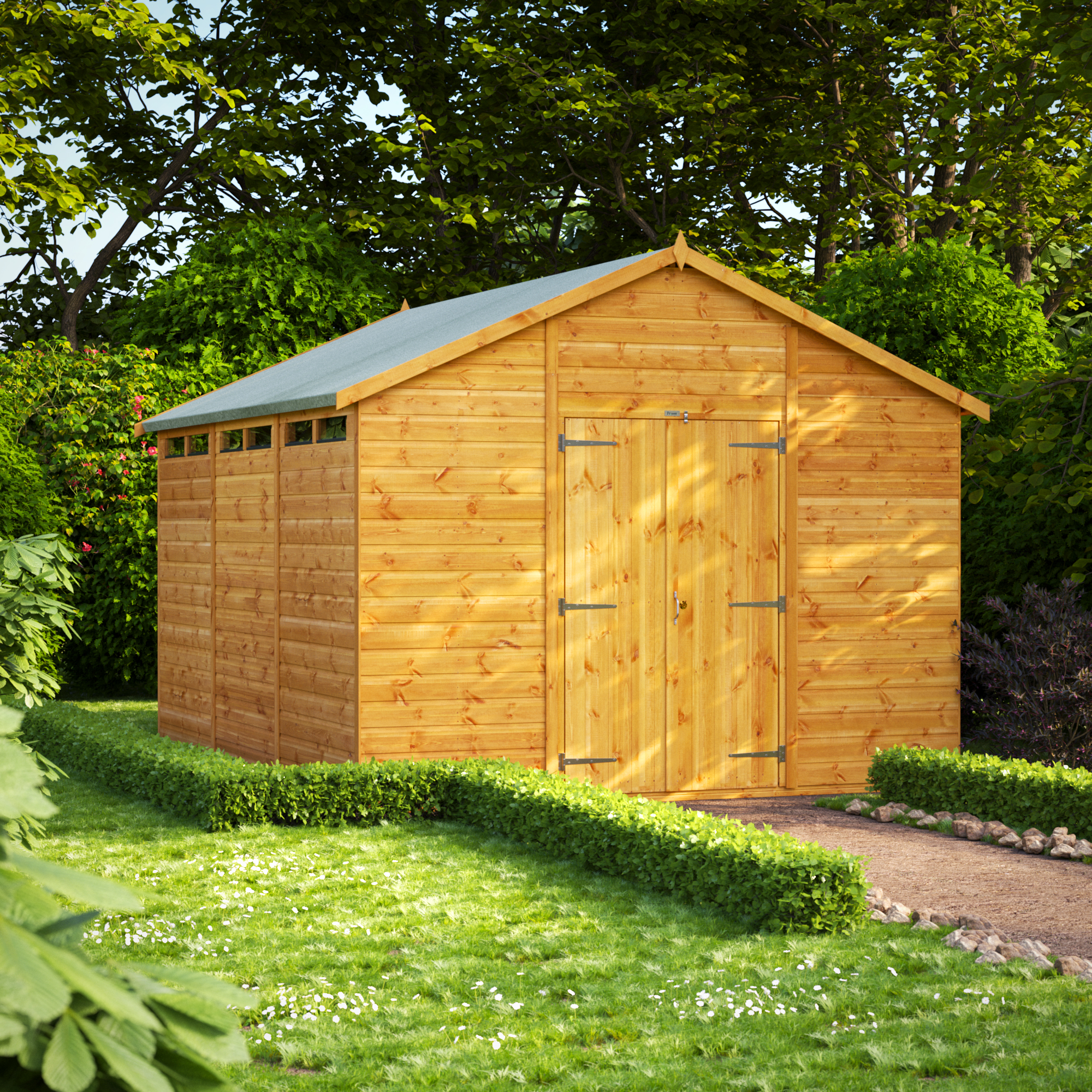 Powersheds Double Door Apex Shiplap Dip Treated Security Shed - 12 x 10ft