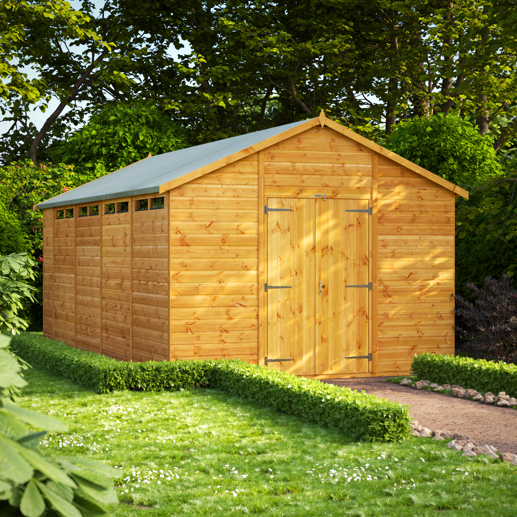 Power Sheds Double Door Apex Shiplap Dip Treated Security Shed - 18 x 10ft