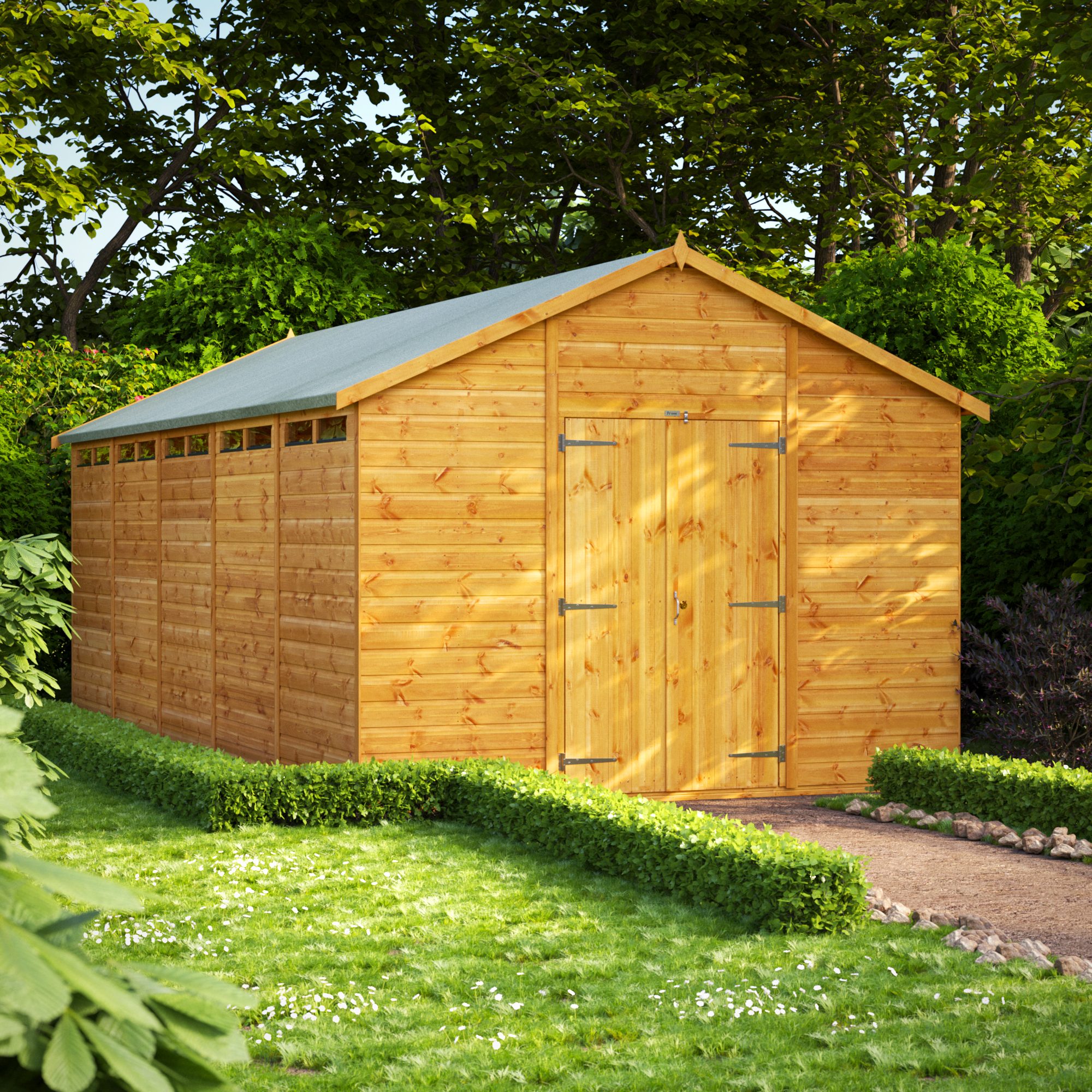 Power Sheds Double Door Apex Shiplap Dip Treated Security Shed - 20 x 10ft