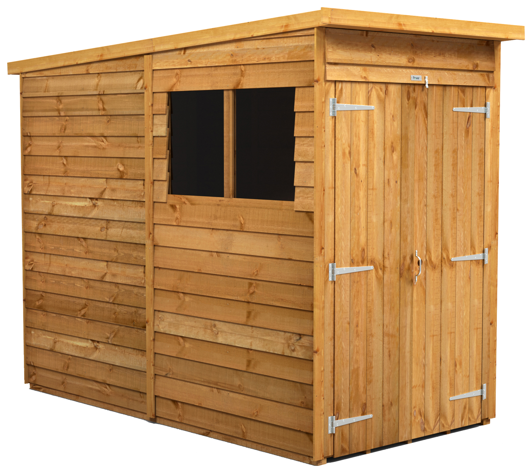 Image of Power Sheds 4 x 8ft Double Door Pent Overlap Dip Treated Shed
