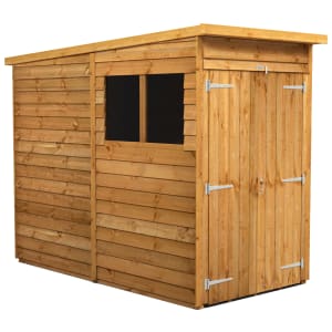 Power Sheds Double Door Pent Overlap Dip Treated Shed - 4 x 8ft