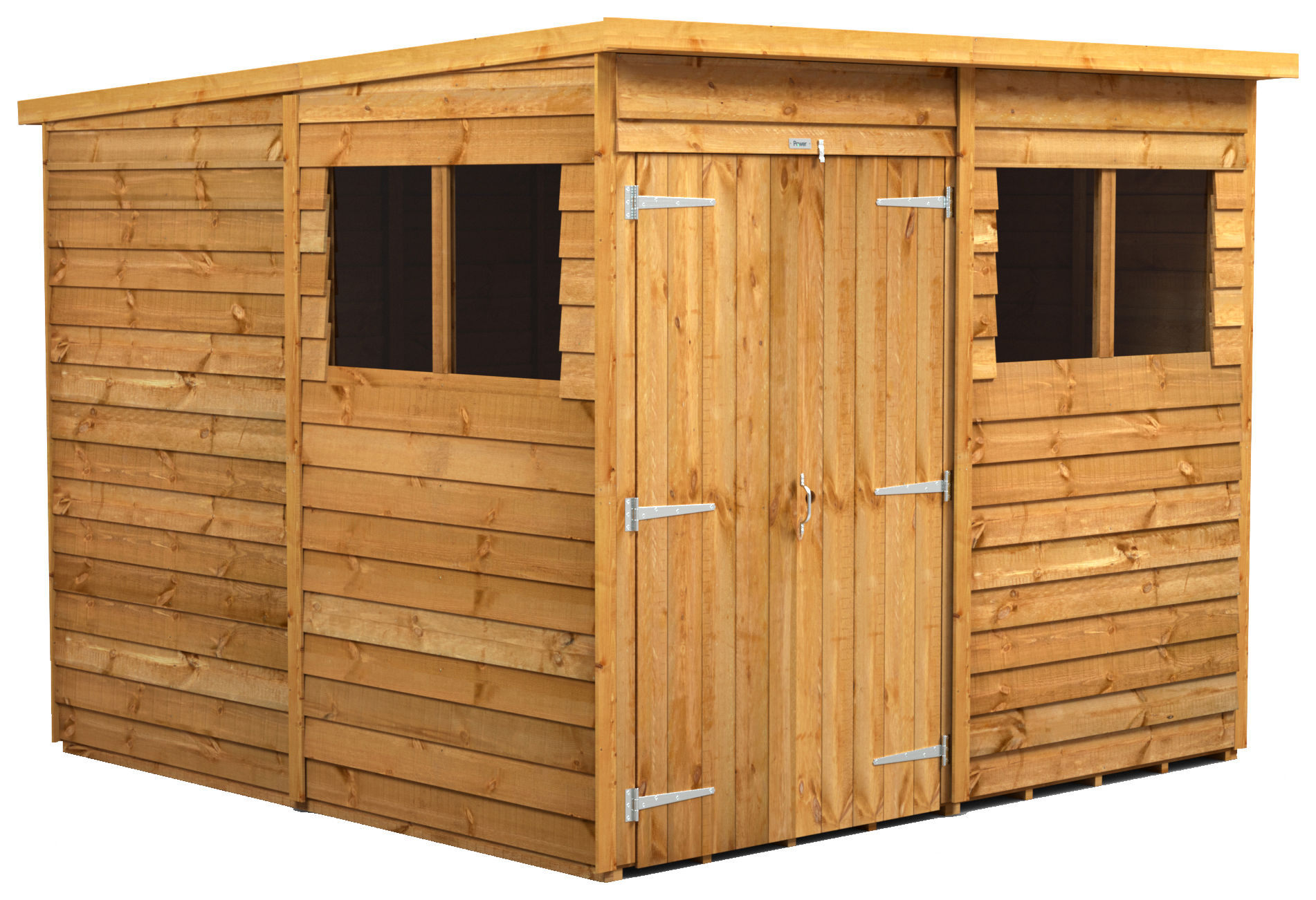 Power Sheds Double Door Pent Overlap Dip Treated Shed - 8 x 8ft