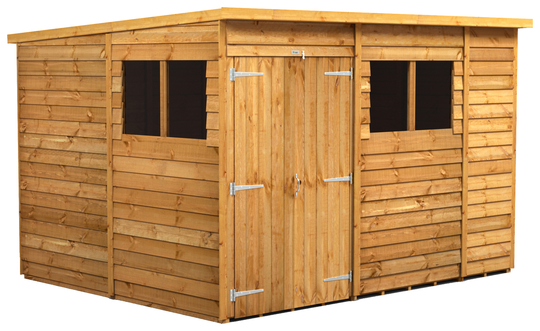 Powersheds Double Door Pent Overlap Dip Treated Shed - 10 x 8ft