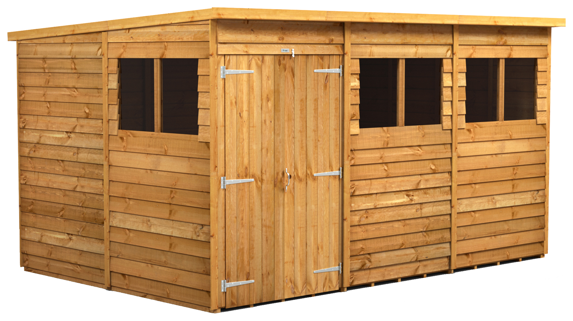 Powersheds Double Door Pent Overlap Dip Treated Shed - 12 x 8ft