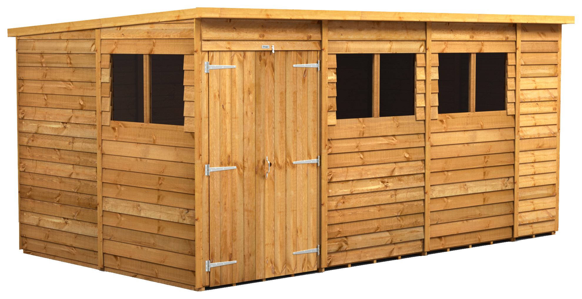 Powersheds Double Door Pent Overlap Dip Treated Shed - 14 x 8ft