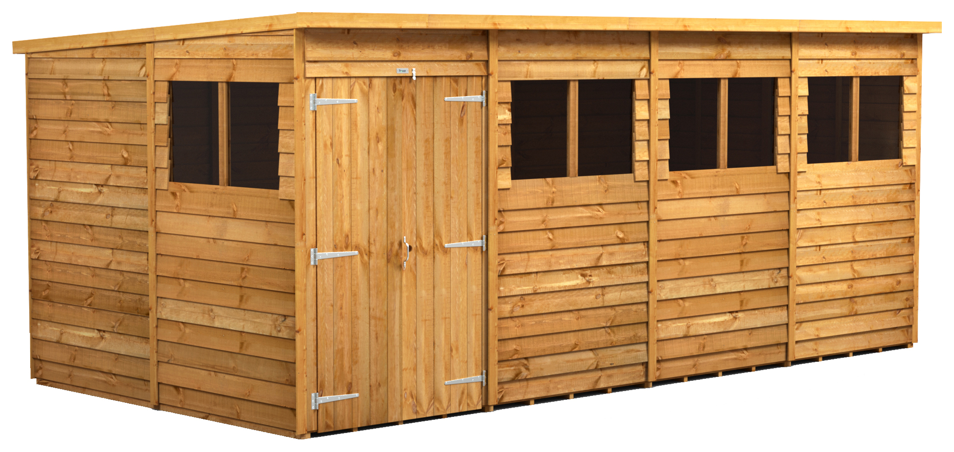 Power Sheds 16 x 8ft Double Door Pent Overlap Dip Treated Shed