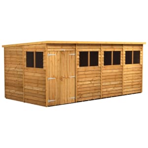 Power Sheds Double Door Pent Overlap Dip Treated Shed - 16 x 8ft