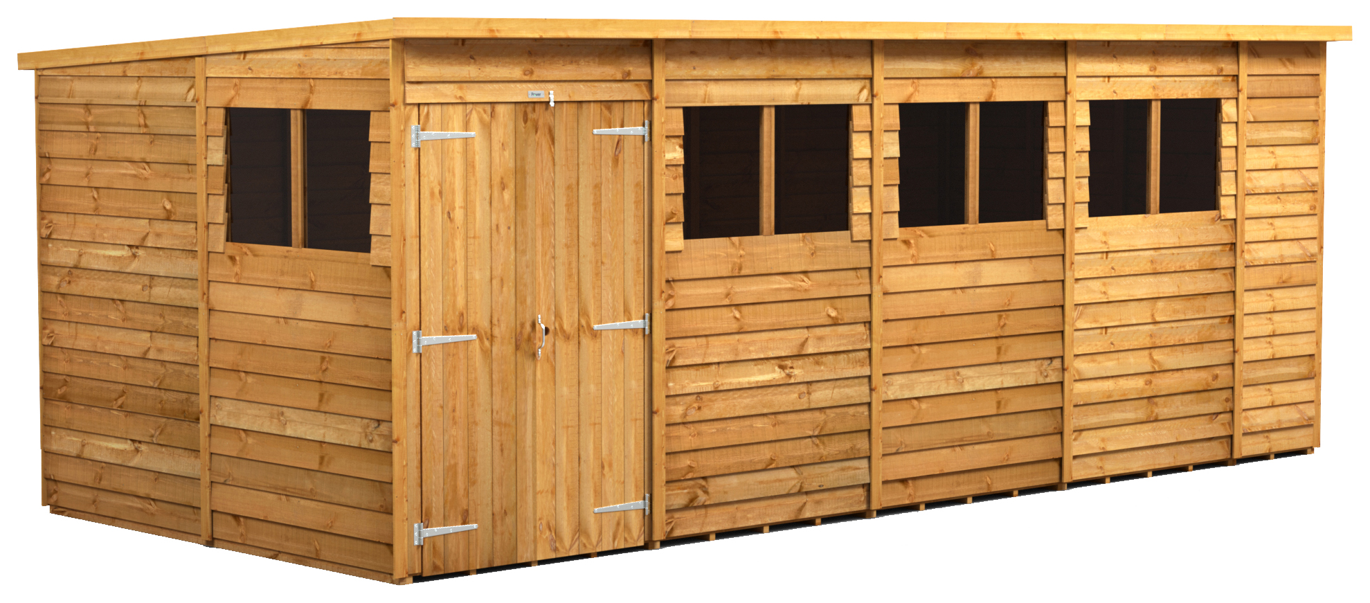 Image of Power Sheds 18 x 8ft Double Door Pent Overlap Dip Treated Shed