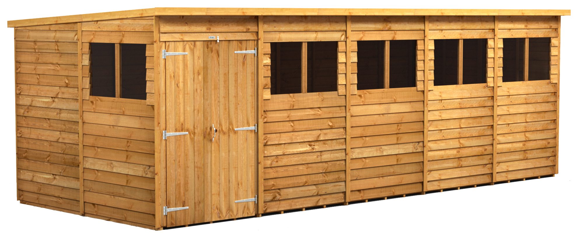 Image of Power Sheds 20 x 8ft Double Door Pent Overlap Dip Treated Shed