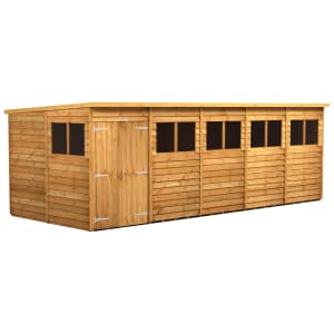 Power Sheds 20 x 8ft Double Door Pent Overlap Dip Treated Shed
