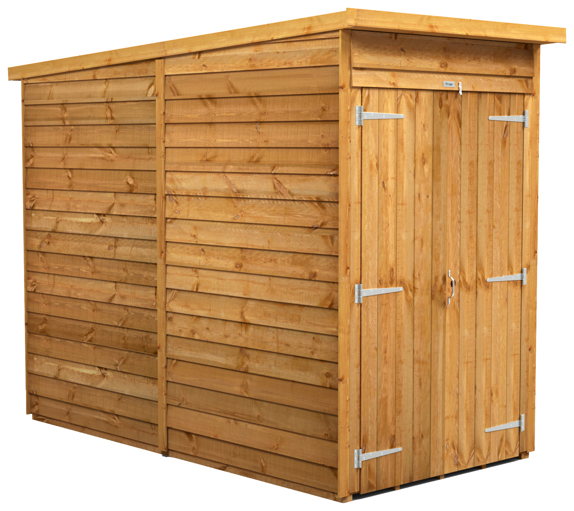 Power Sheds Double Door Pent Overlap Dip Treated Windowless Shed - 4 x 8ft