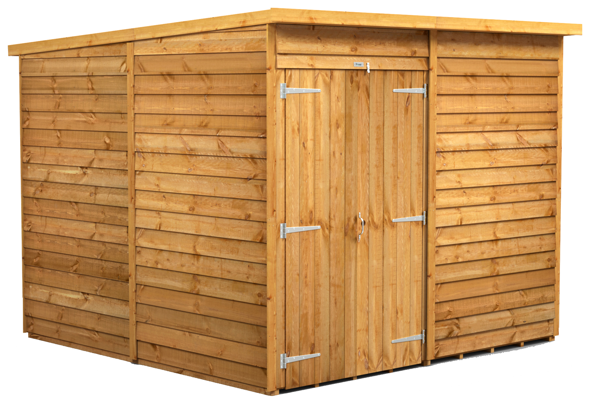 Power Sheds Double Door Pent Overlap Dip Treated Windowless Shed - 8 x 8ft