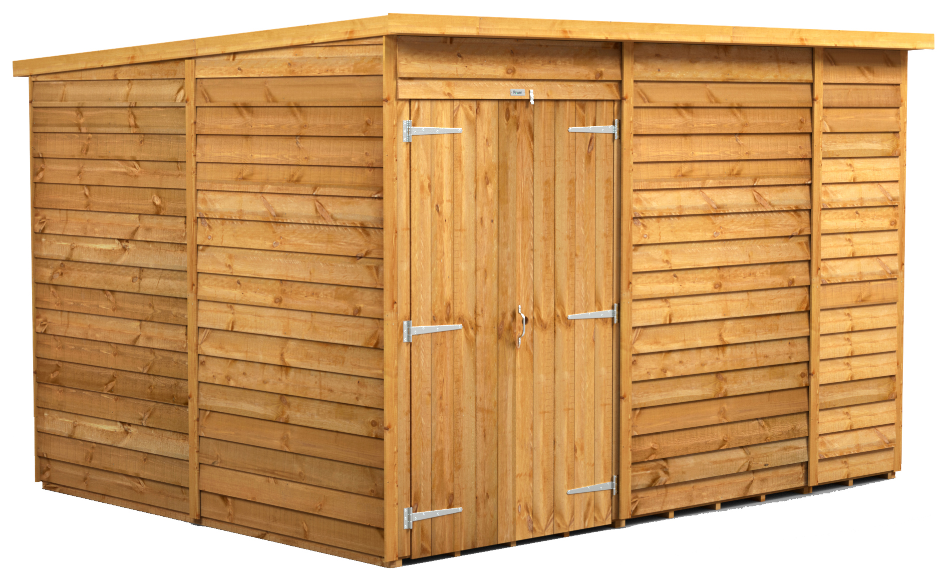 Power Sheds 10 x 8ft Double Door Pent Overlap Dip Treated Windowless Shed