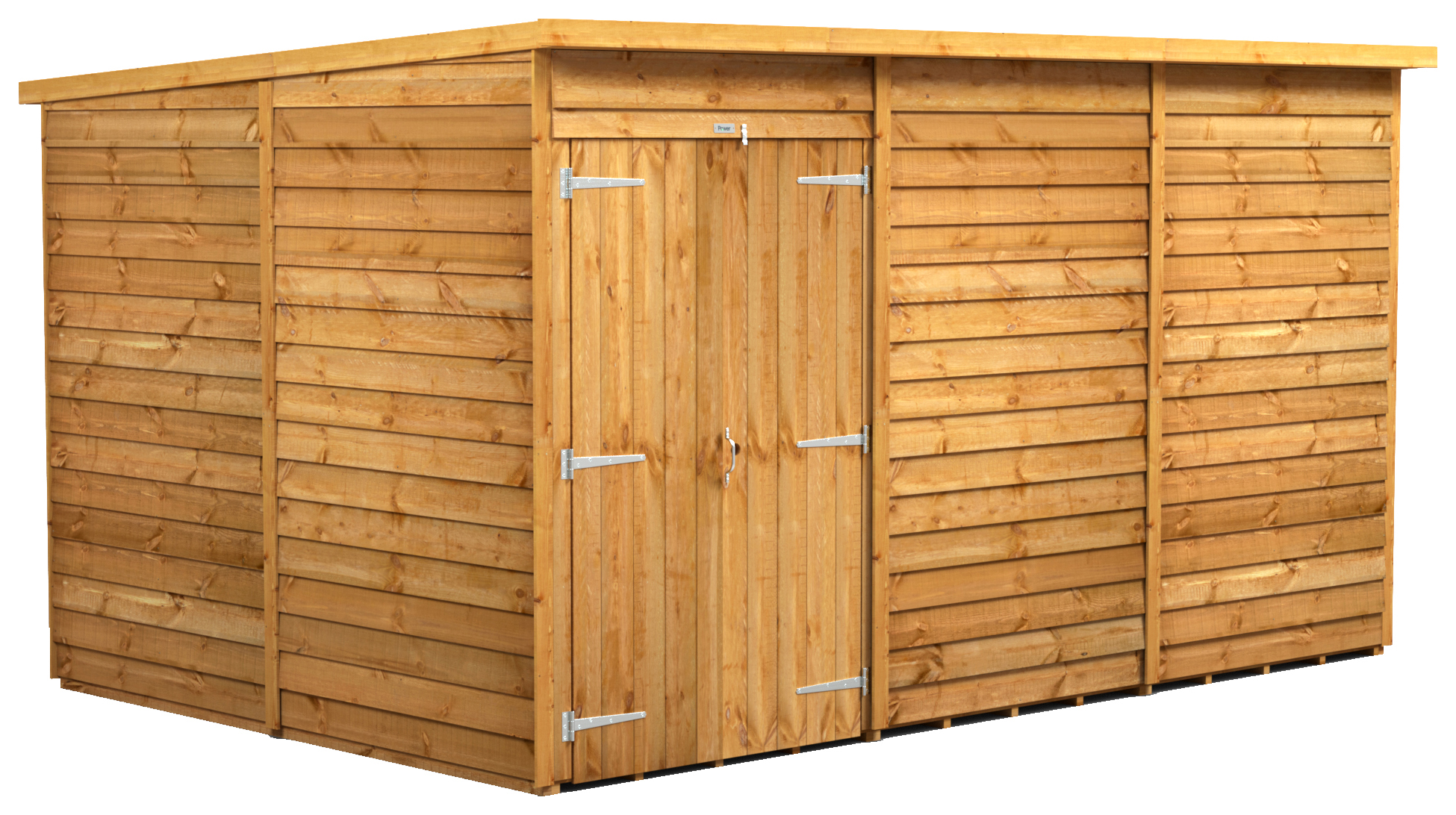 Power Sheds Double Door Pent Overlap Dip Treated Windowless Shed - 12 x 8ft