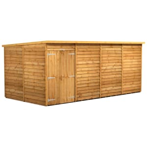 Power Sheds Double Door Pent Overlap Dip Treated Windowless Shed - 16 x 8ft