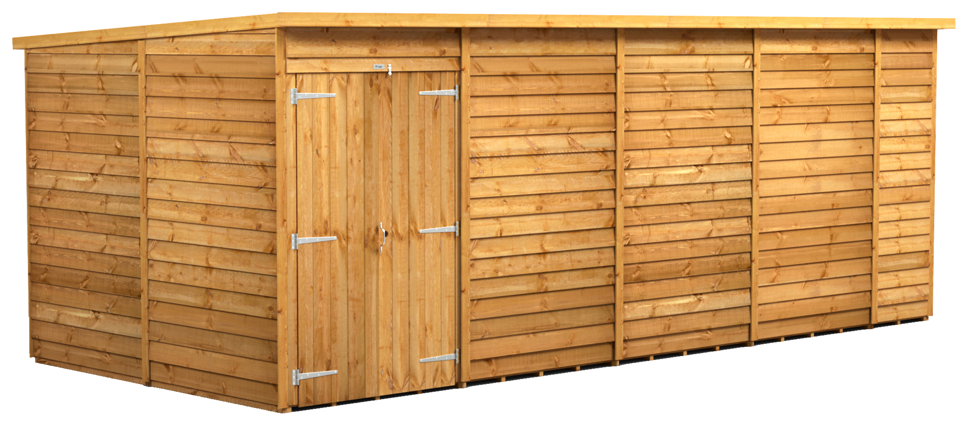 Image of Power Sheds 18 x 8ft Double Door Pent Overlap Dip Treated Windowless Shed
