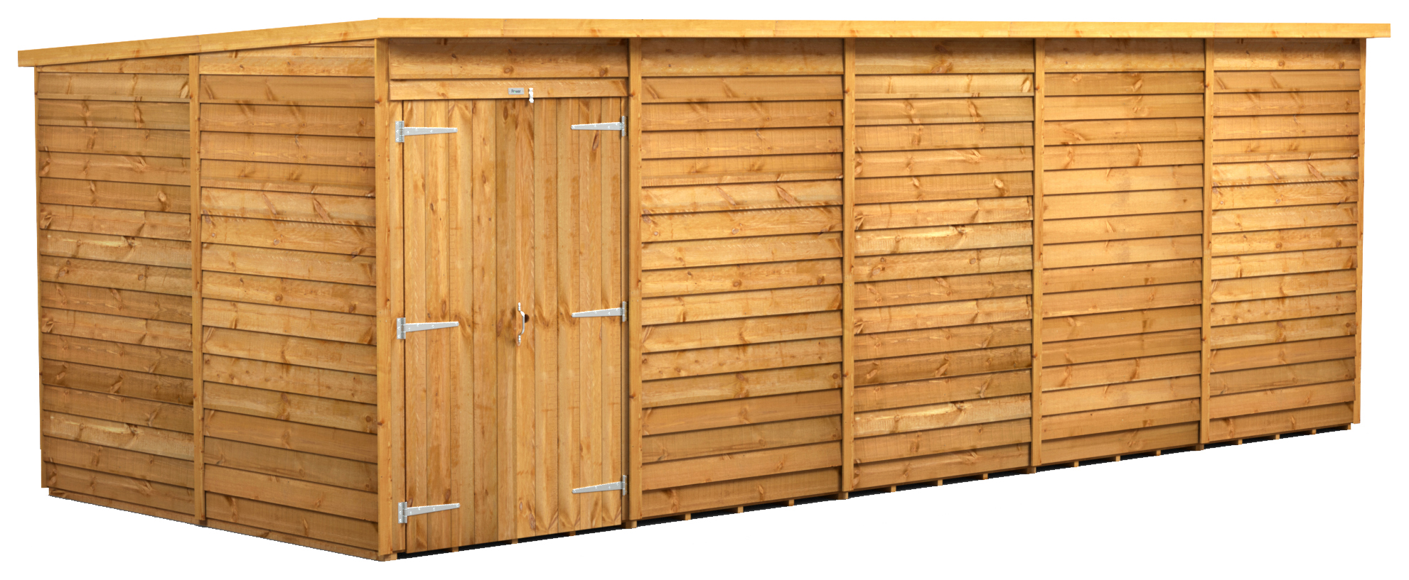 Power Sheds 20 x 8ft Double Door Pent Overlap Dip Treated Windowless Shed