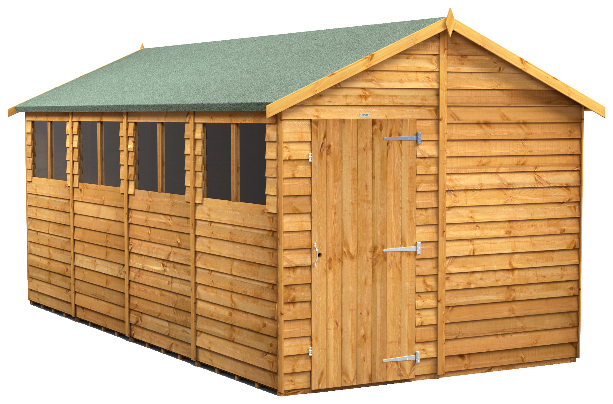 Powersheds Apex Overlap Dip Treated Shed - 16 x 8ft