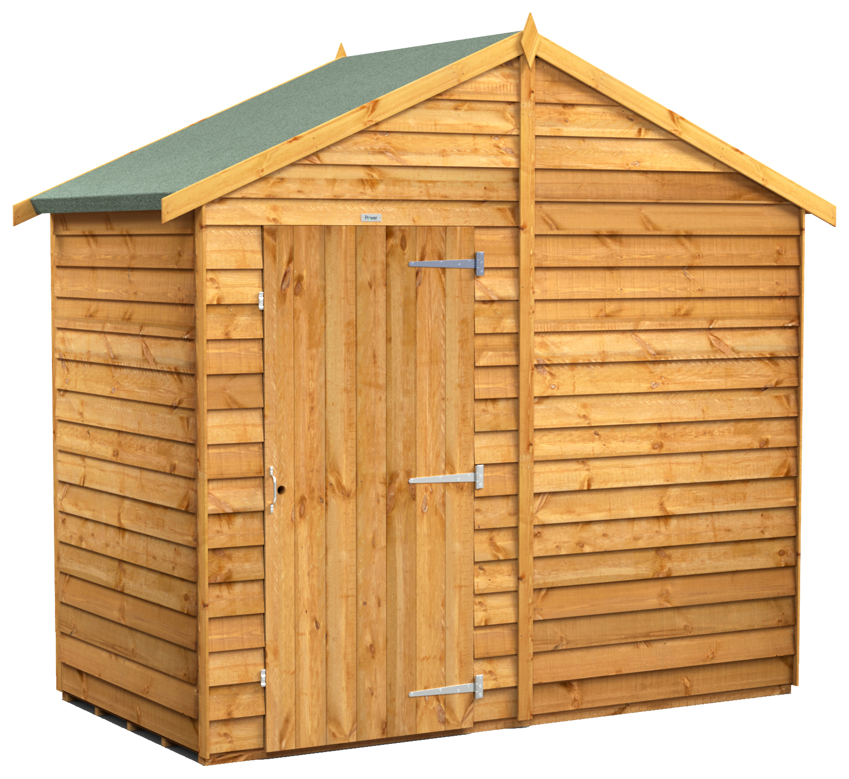 Powersheds Apex Overlap Dip Treated Windowless Shed - 4 x 8ft