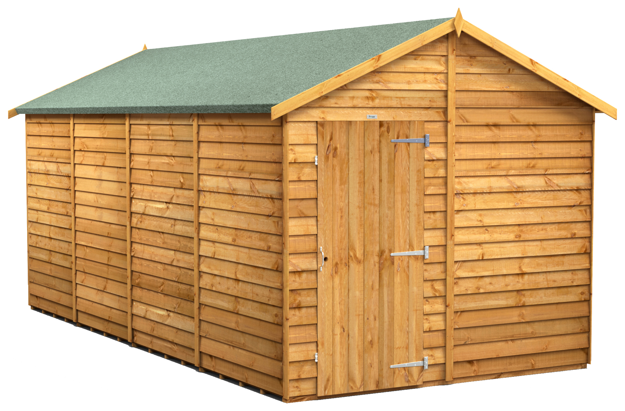 Powersheds Apex Overlap Dip Treated Windowless Shed - 16 x 8ft